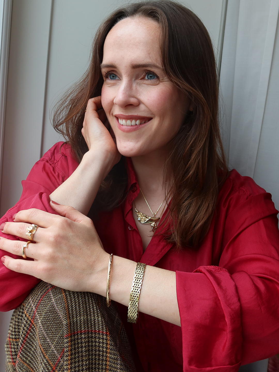 Vintage anheng gult gull