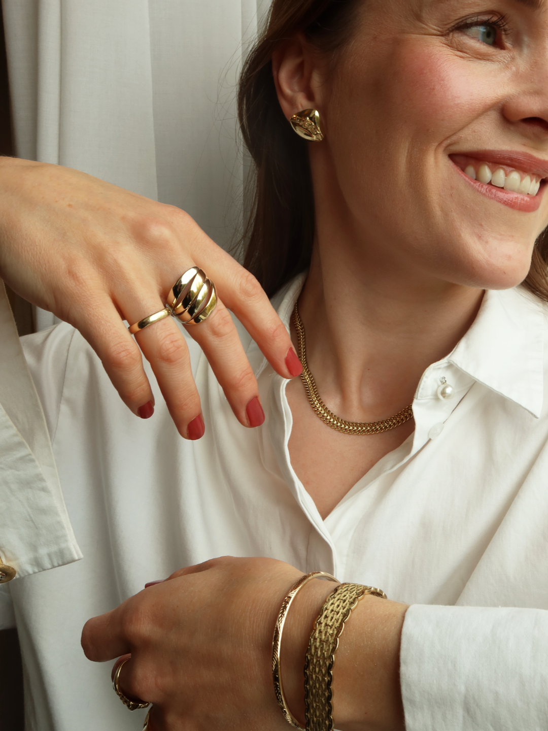 Vintage halskjede gult gull 44 cm