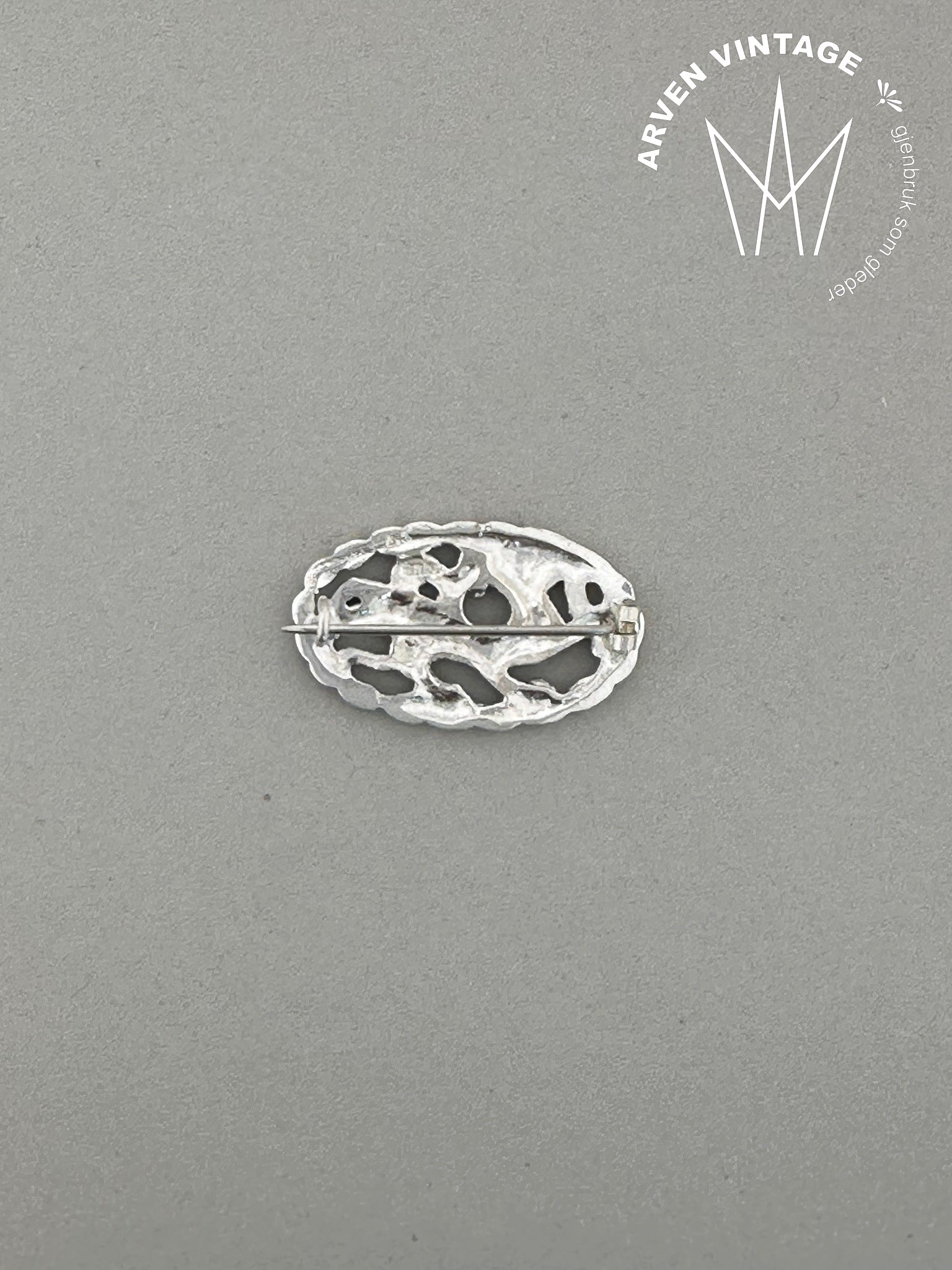 Vintage dragon brooch oxidized silver