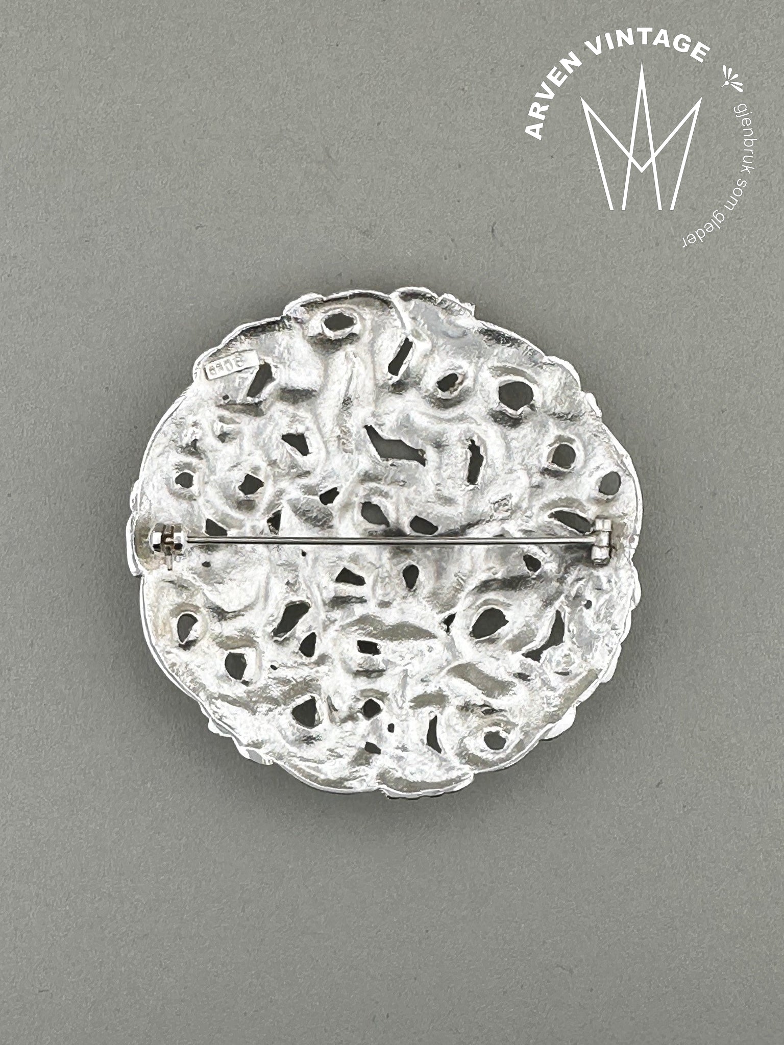 Vintage nasjonalromantisk brosje sølv