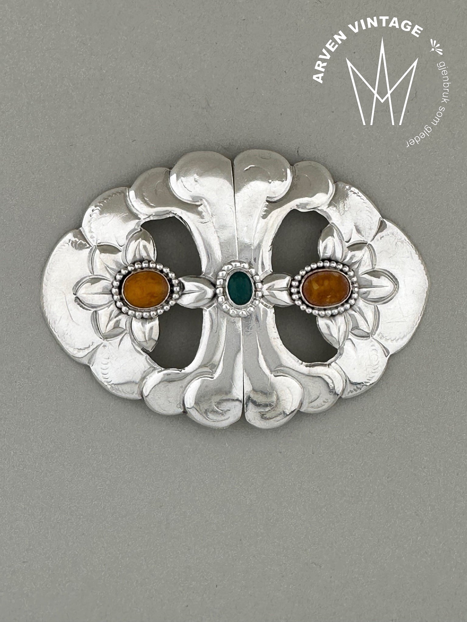 Vintage C.Mortensen Art Noveau beltespenne sølv