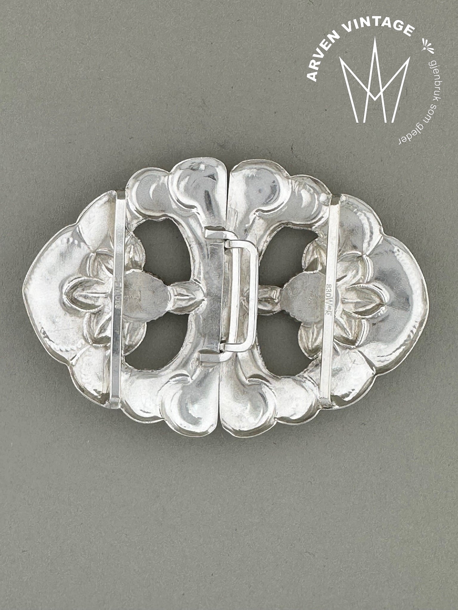 Vintage C.Mortensen Art Noveau beltespenne sølv