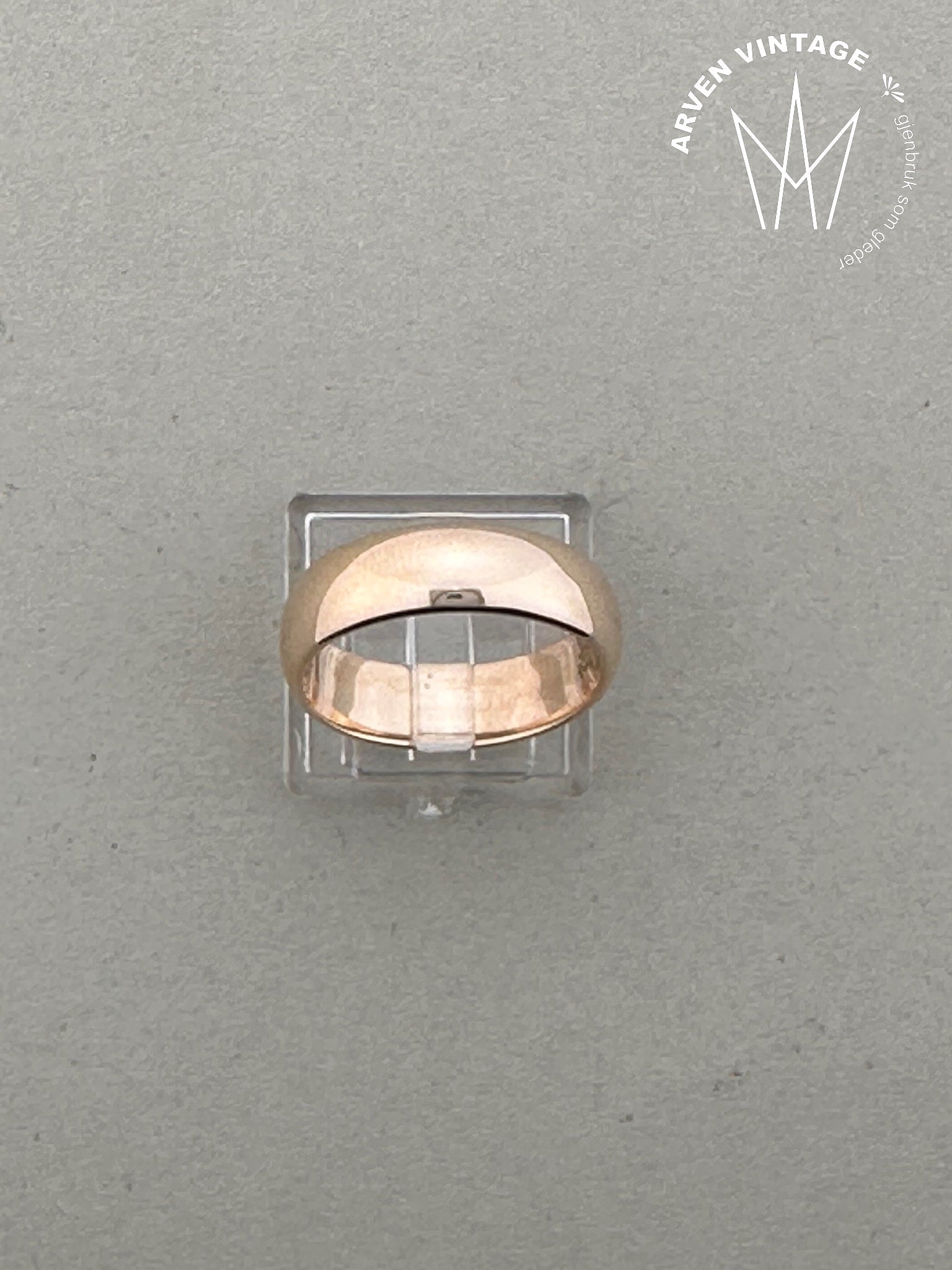 Vintage glatt ring roségull str 59