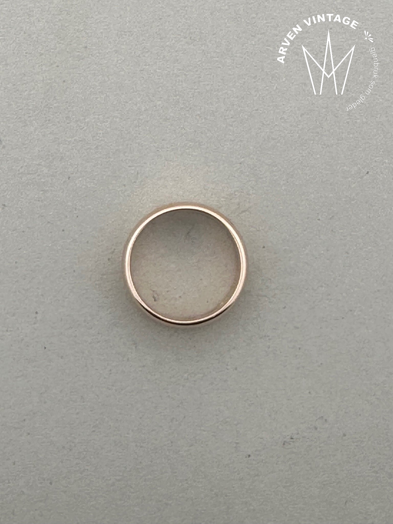 Vintage glatt ring roségull str 59