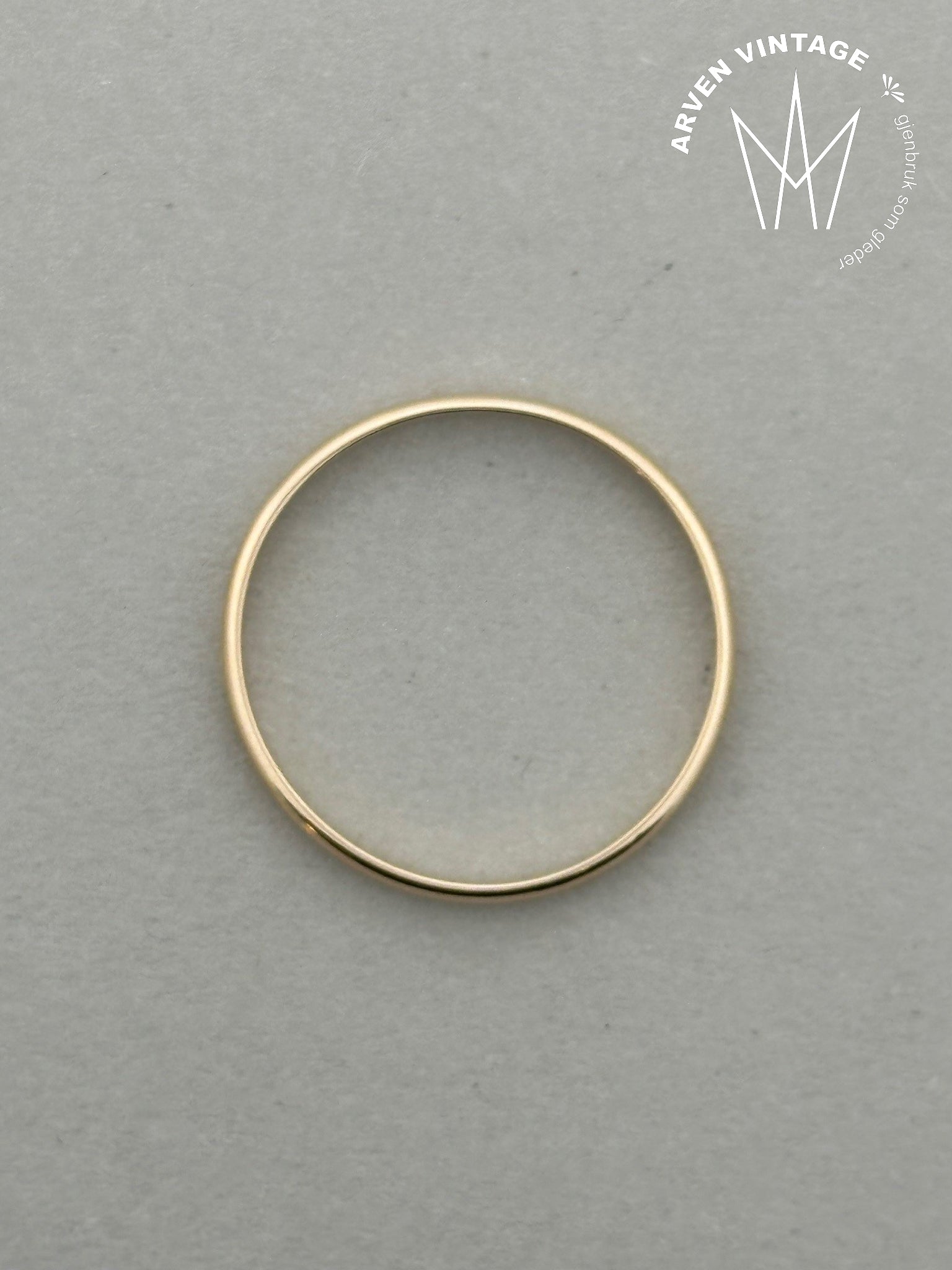Vintage glatt ring gult gull str 68