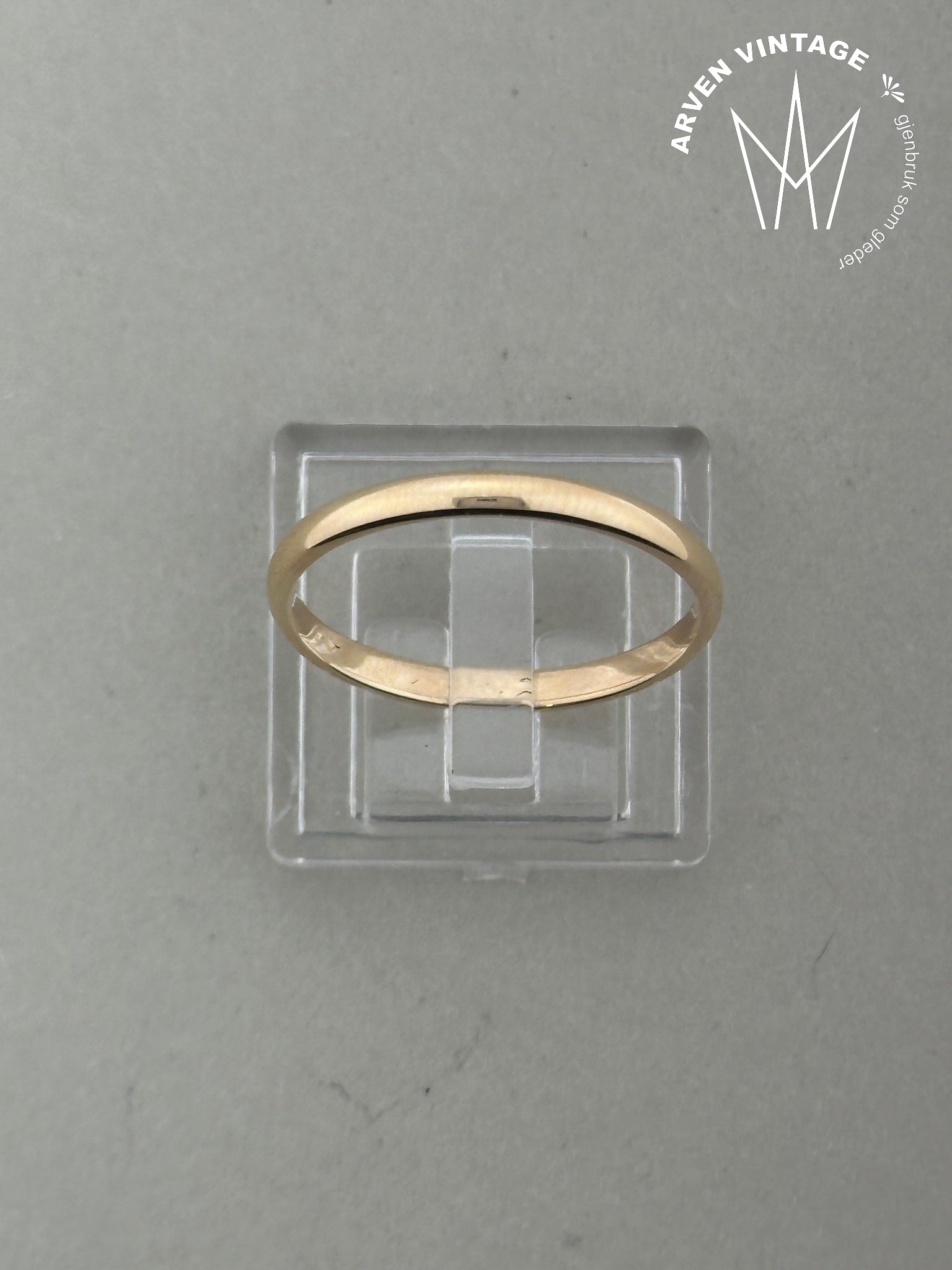 Vintage glatt ring gult gull str 57