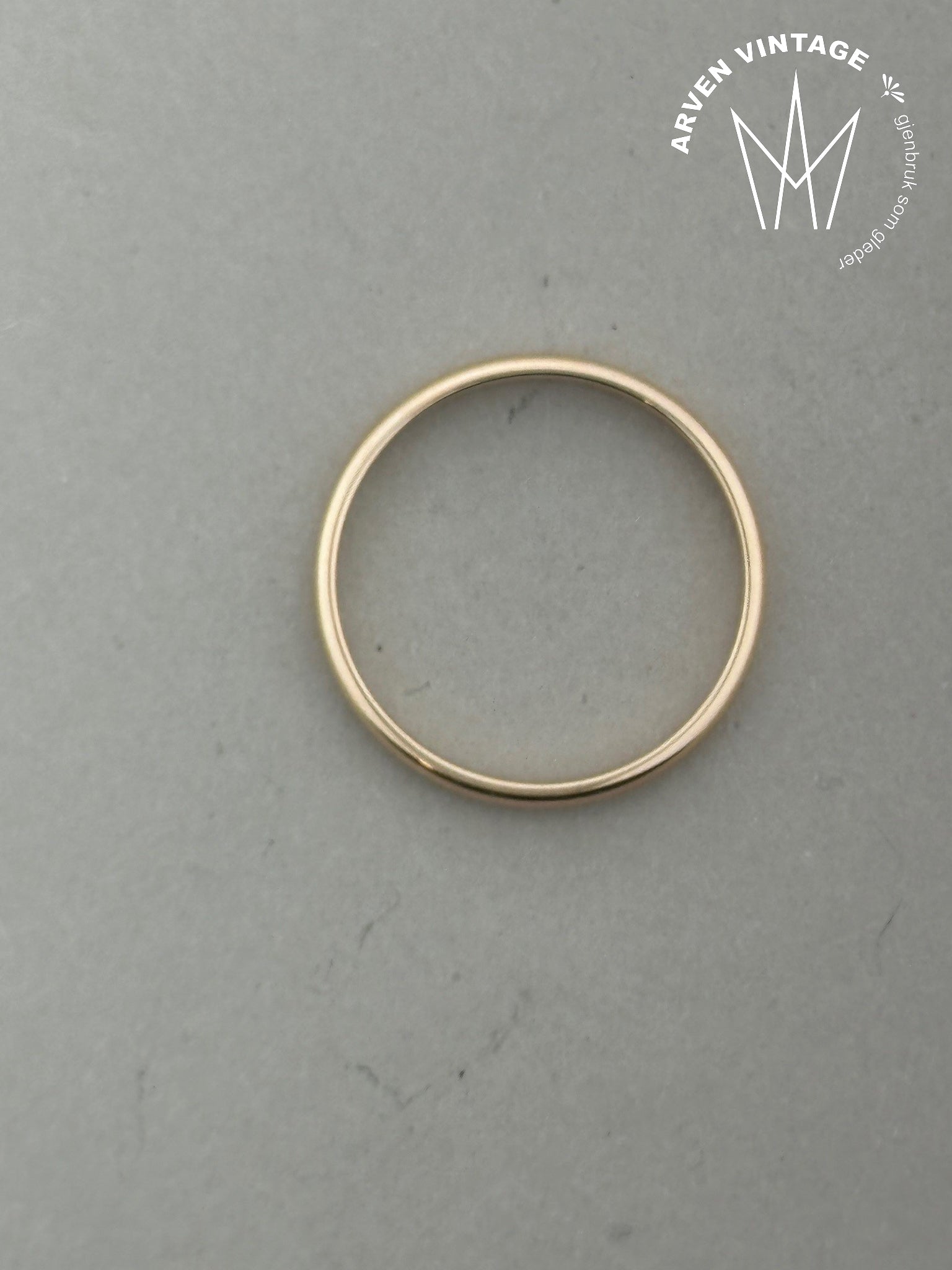 Vintage glatt ring gult gull str 57