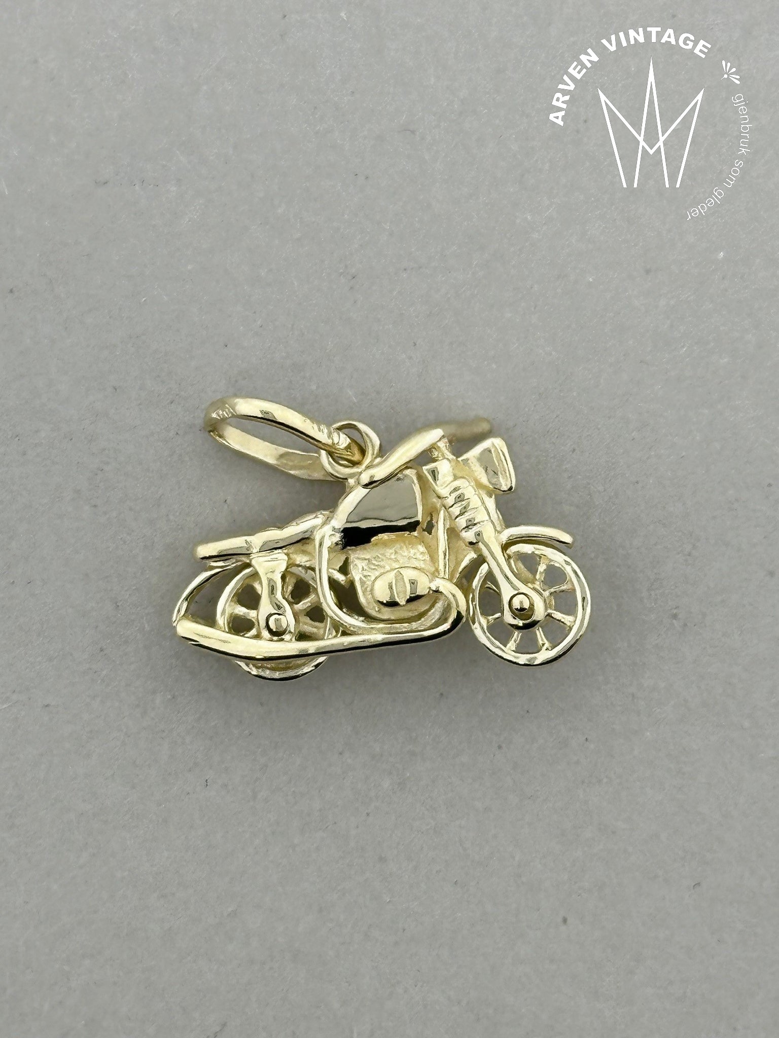 Vintage motorcycle pendant yellow gold