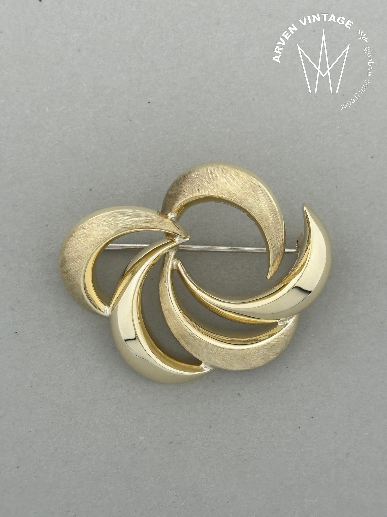 Vintage brosje gult gull