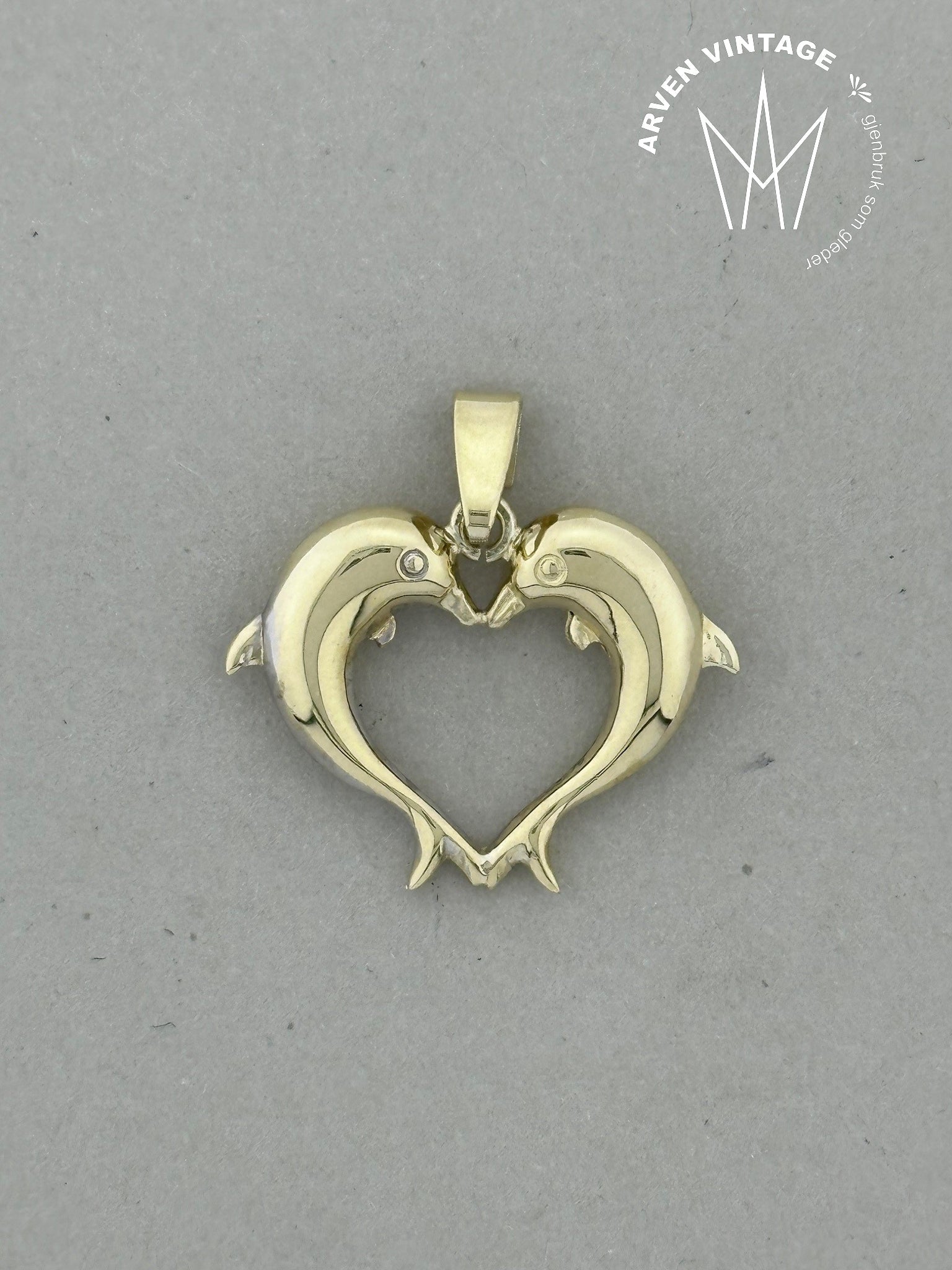 Vintage delfinanheng gult gull