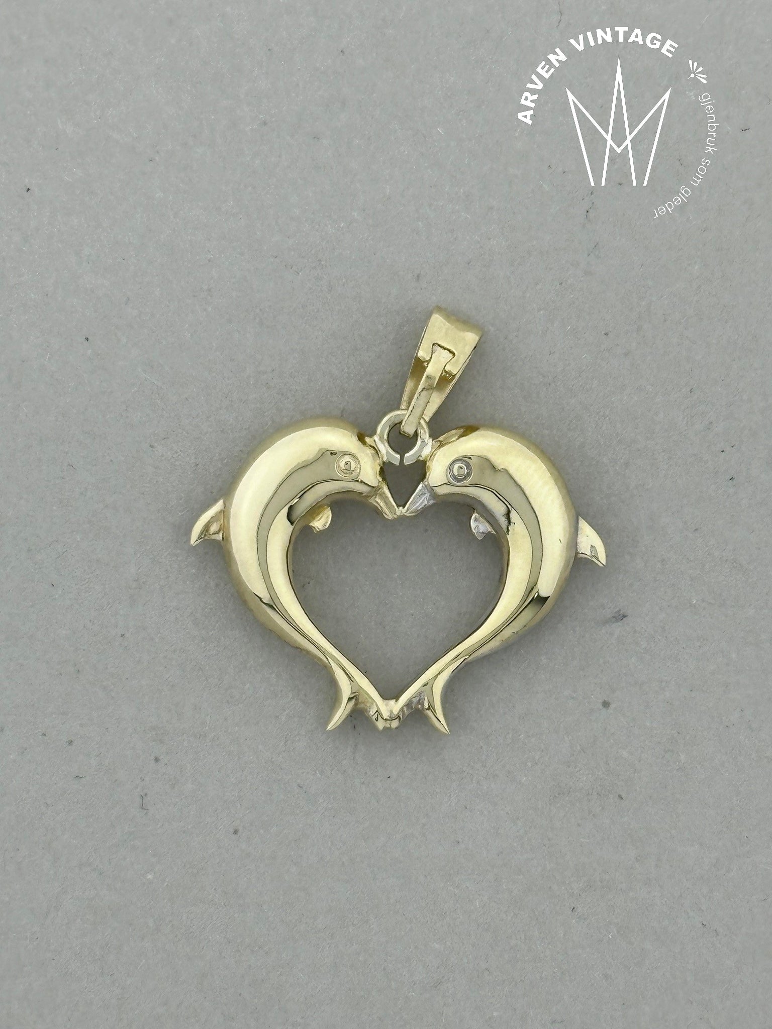 Vintage delfinanheng gult gull