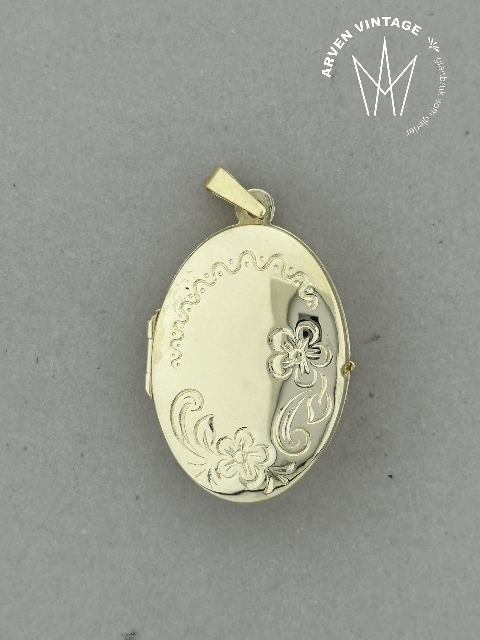 Vintage medaljonganheng gult gull
