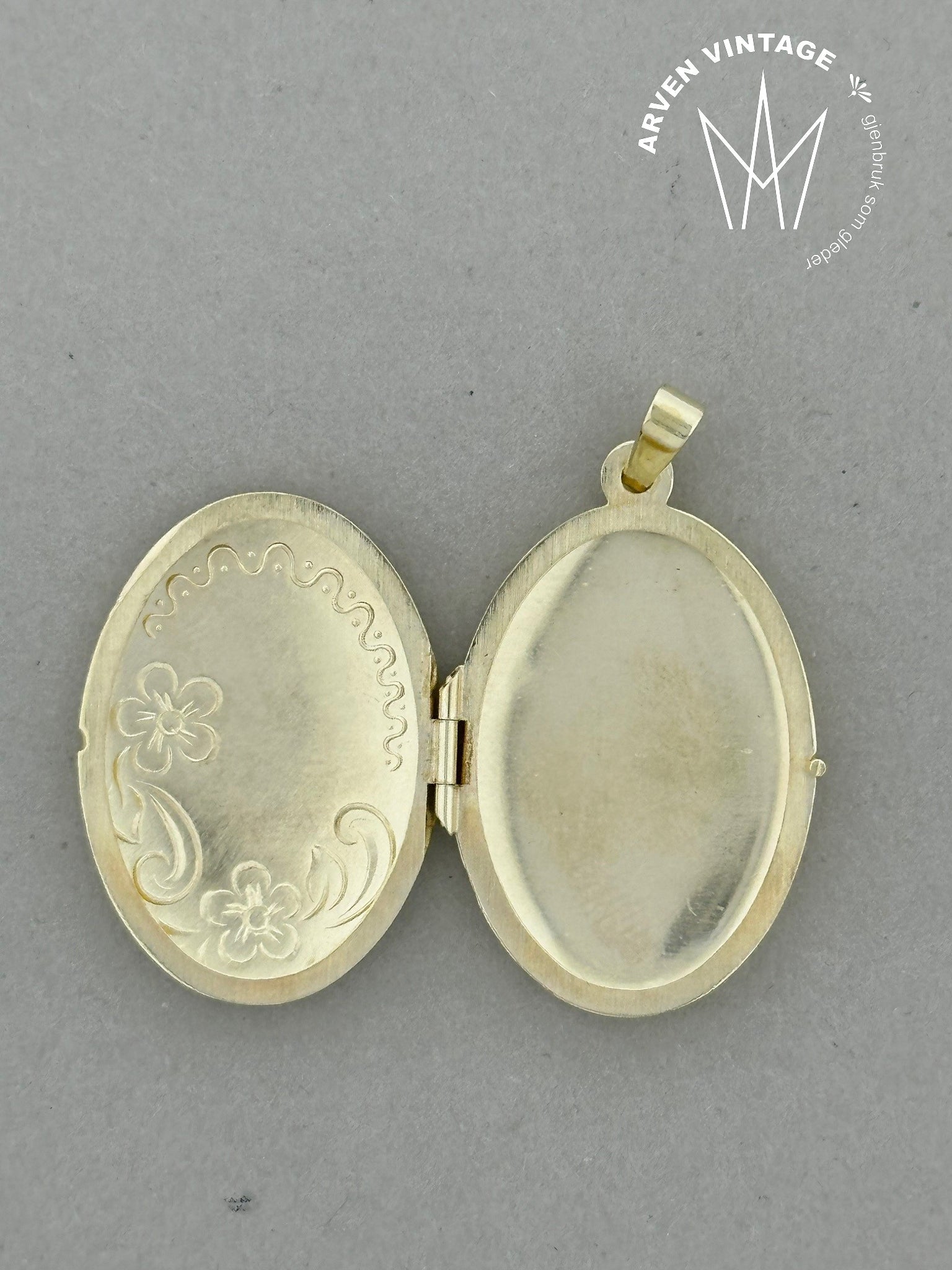 Vintage medaljonganheng gult gull