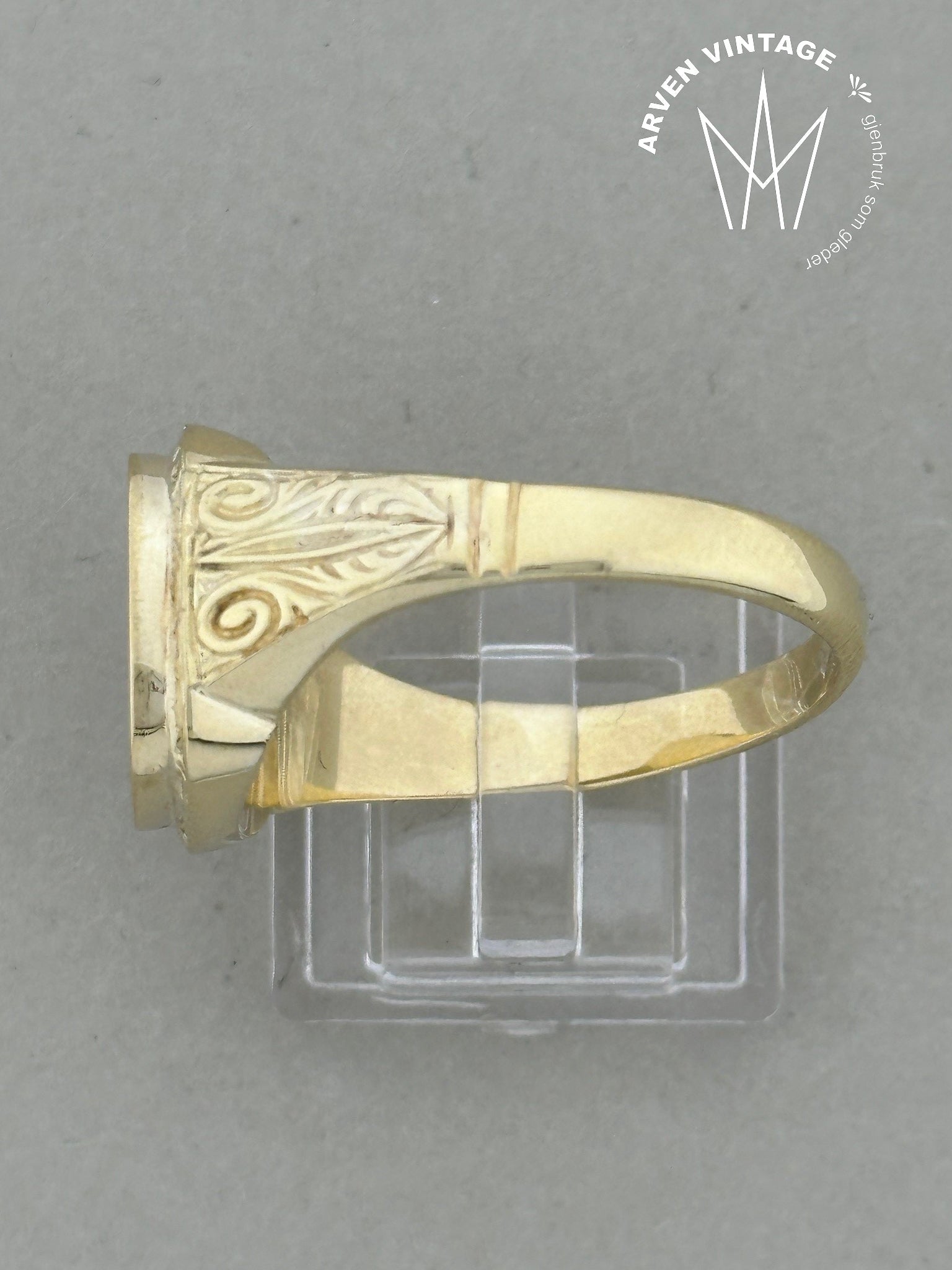 Vintage signetring gult gull str 71