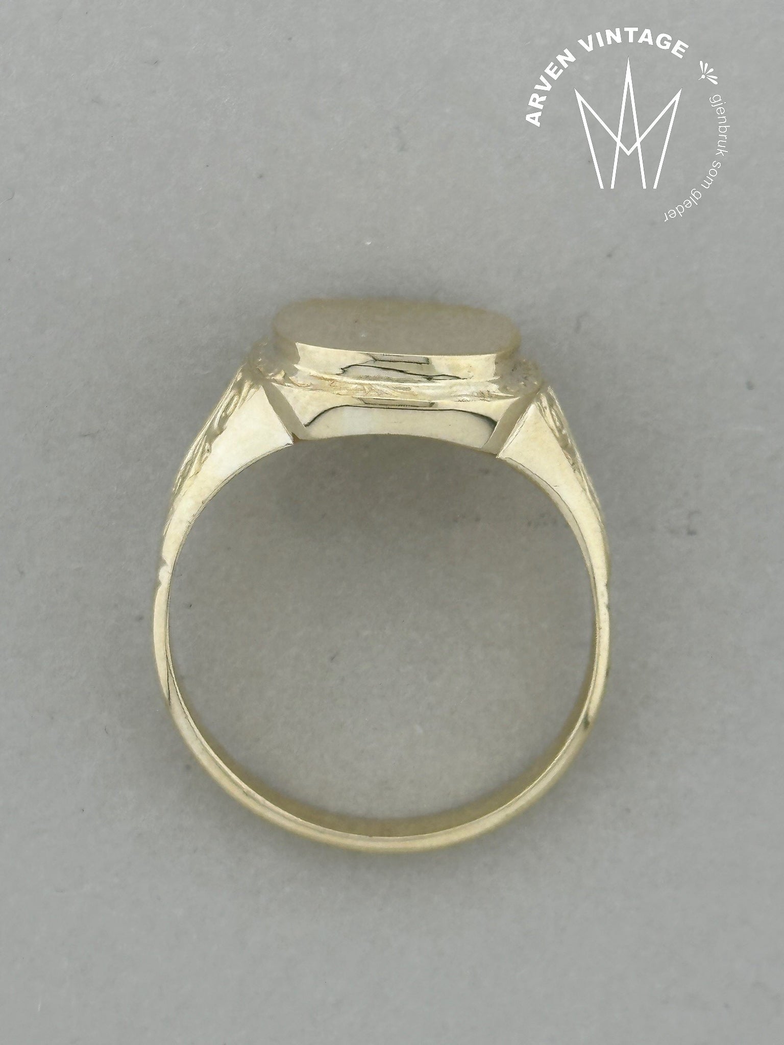 Vintage signetring gult gull str 71