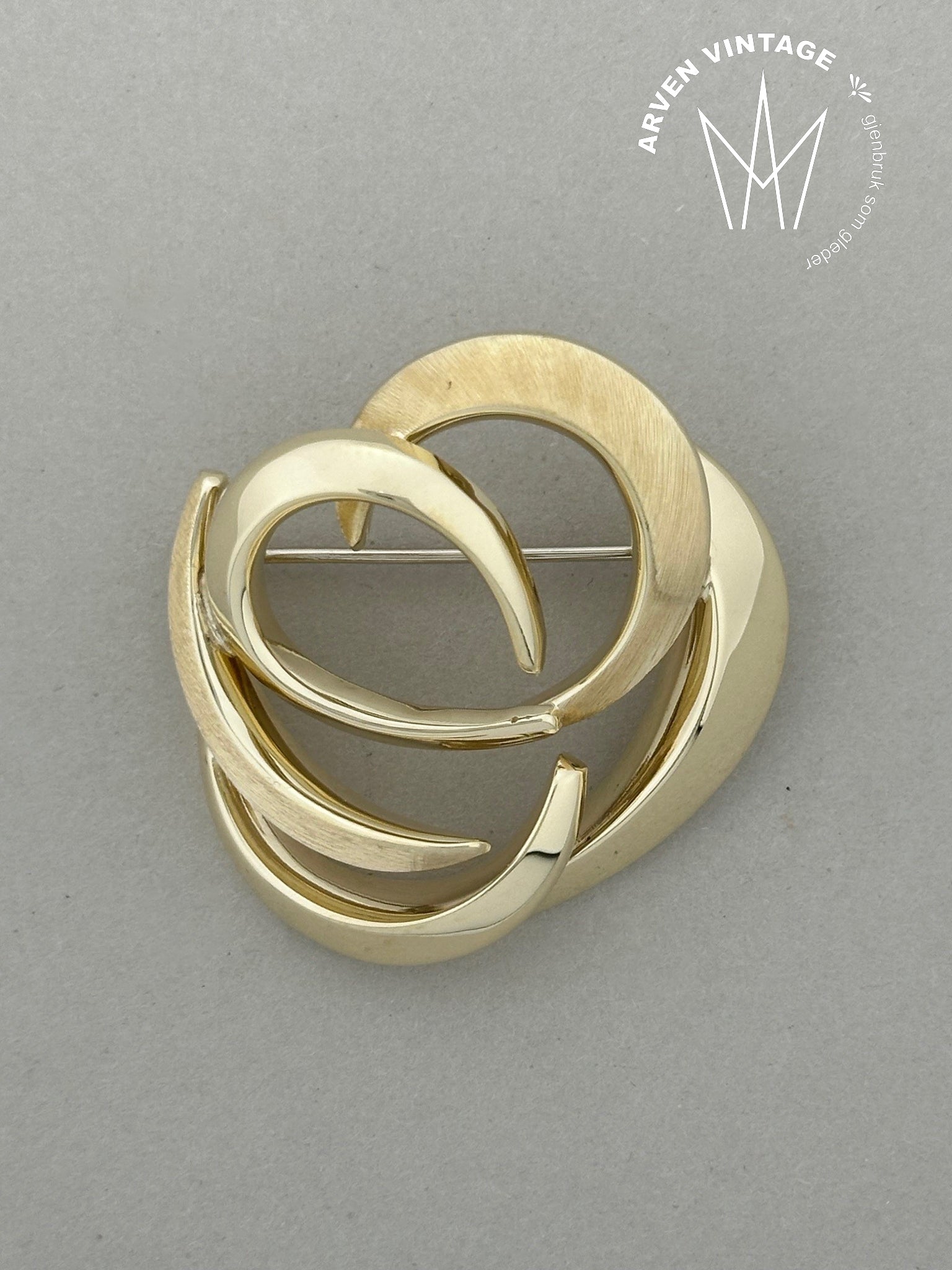 Vintage brosje gult gull