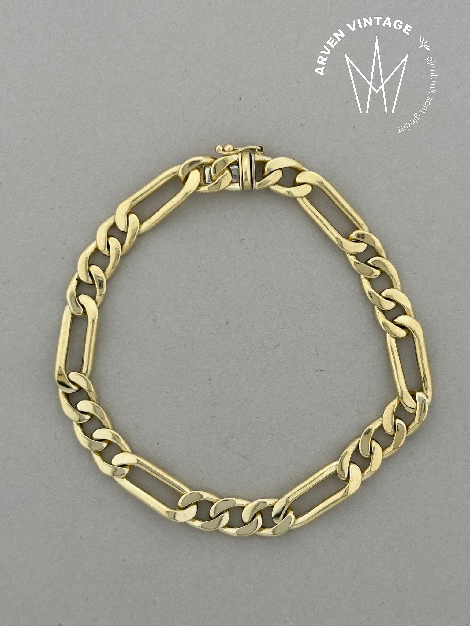 Vintage Figaro armbånd 18K gult gull 19cm