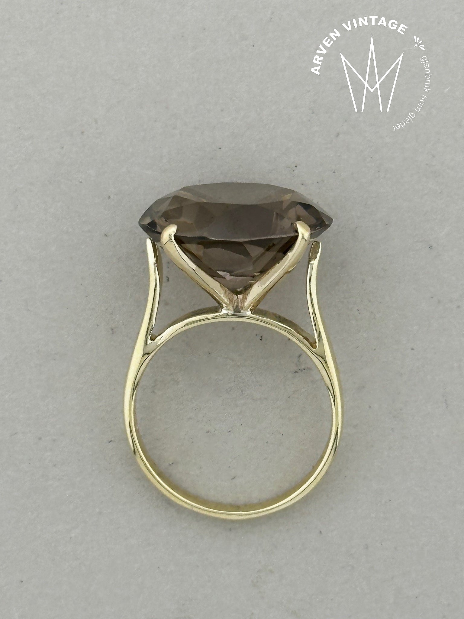 Vintage ring gult gull med sten str 52
