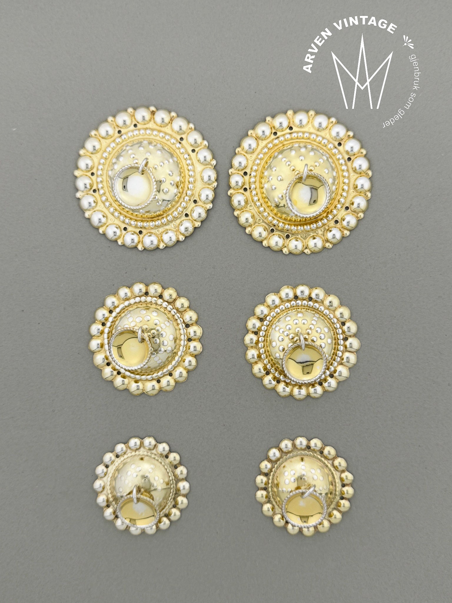 Vintage gold-plated drills 6pcs