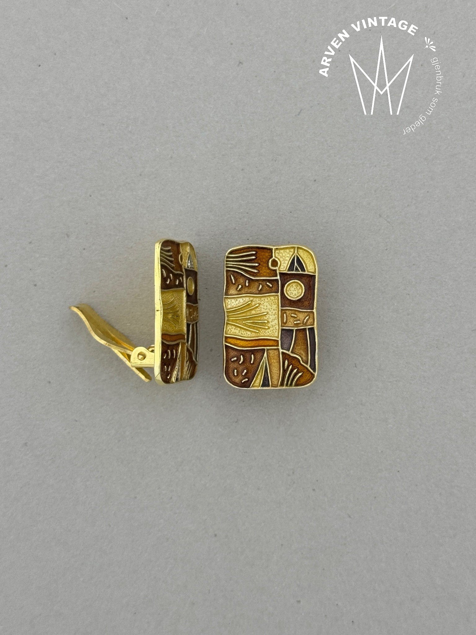 Vintage enamel earrings in gold-plated silver