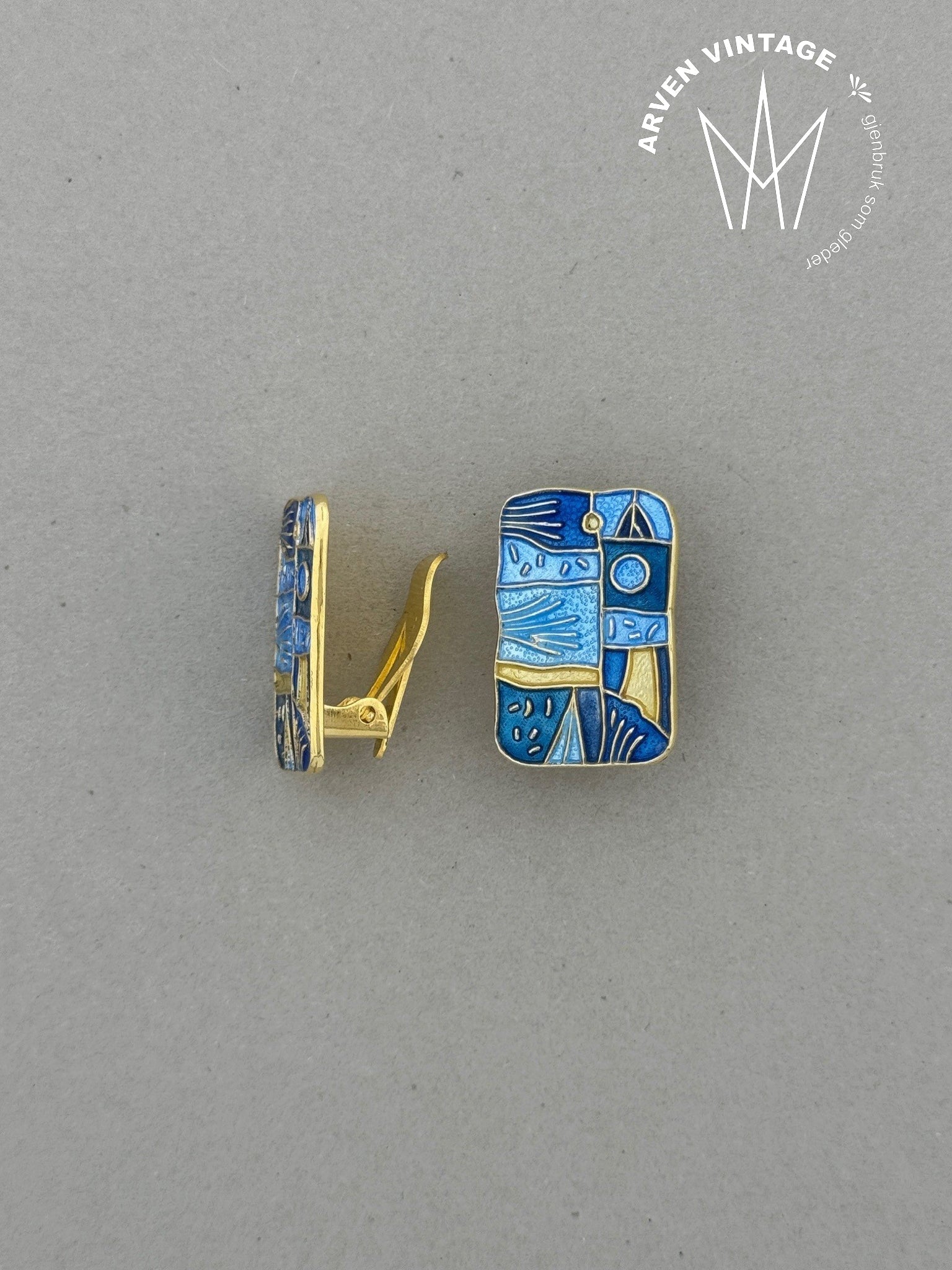 Vintage David Andersen enamel earrings in gold-plated silver