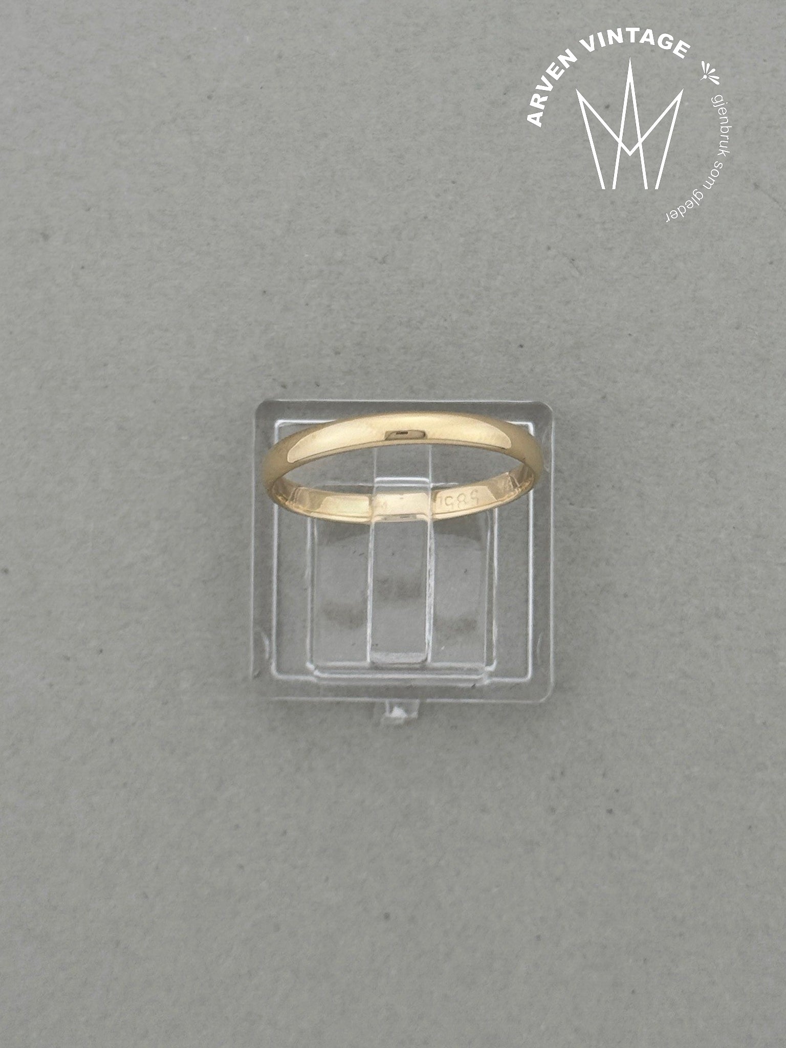 Vintage glatt ring gult gull str 54