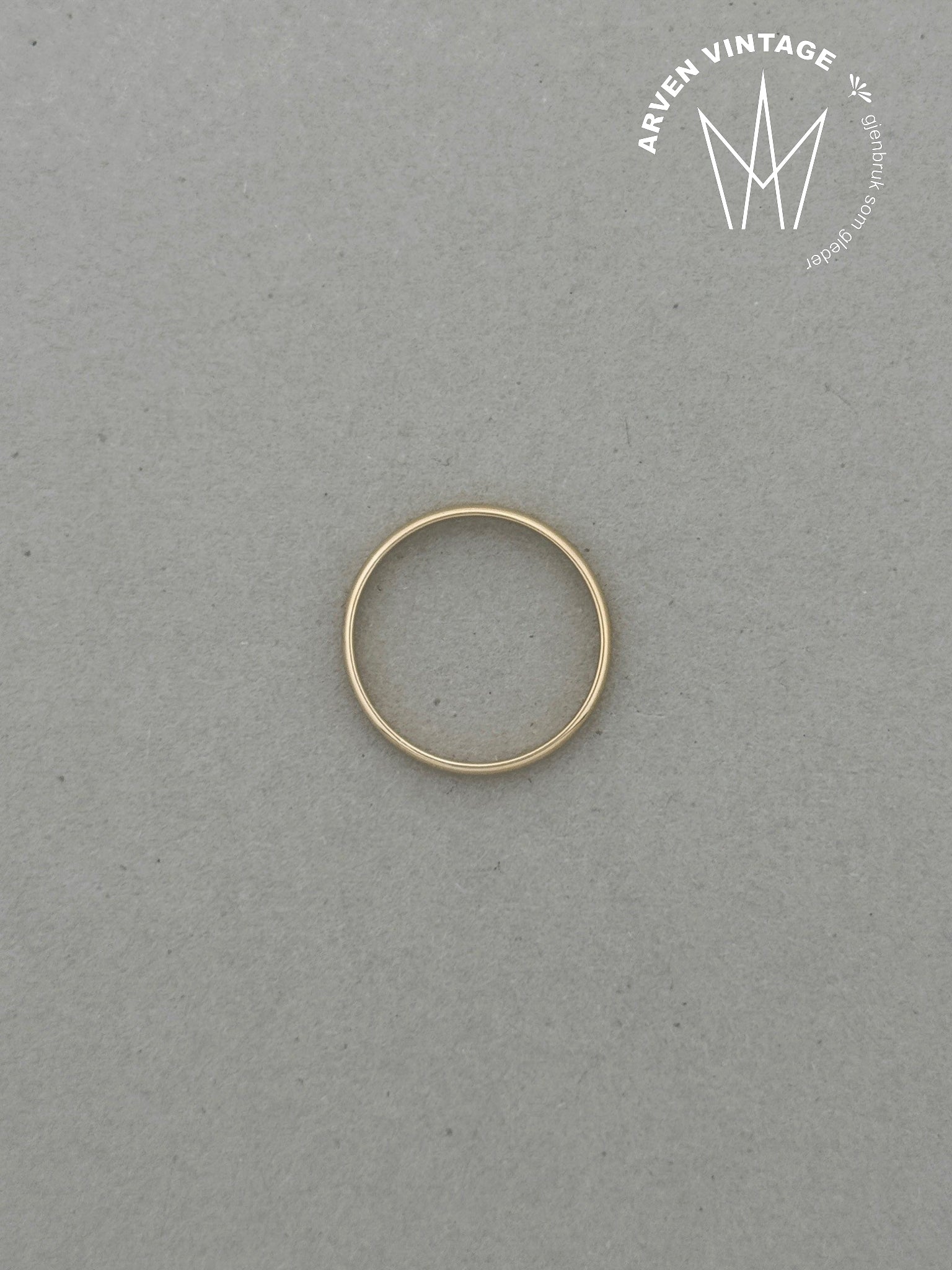 Vintage glatt ring gult gull str 54