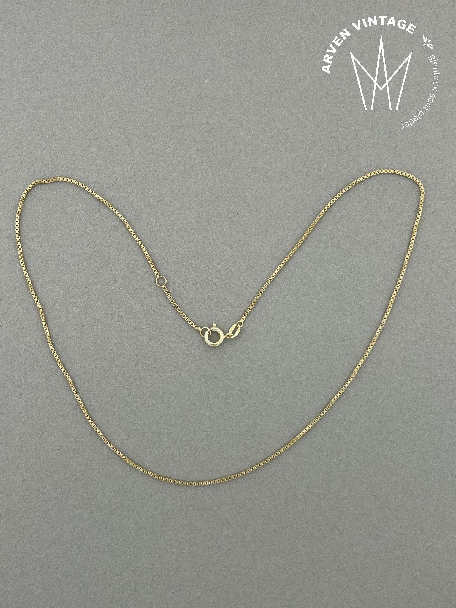 Vintage halskjede gult gull 38cm