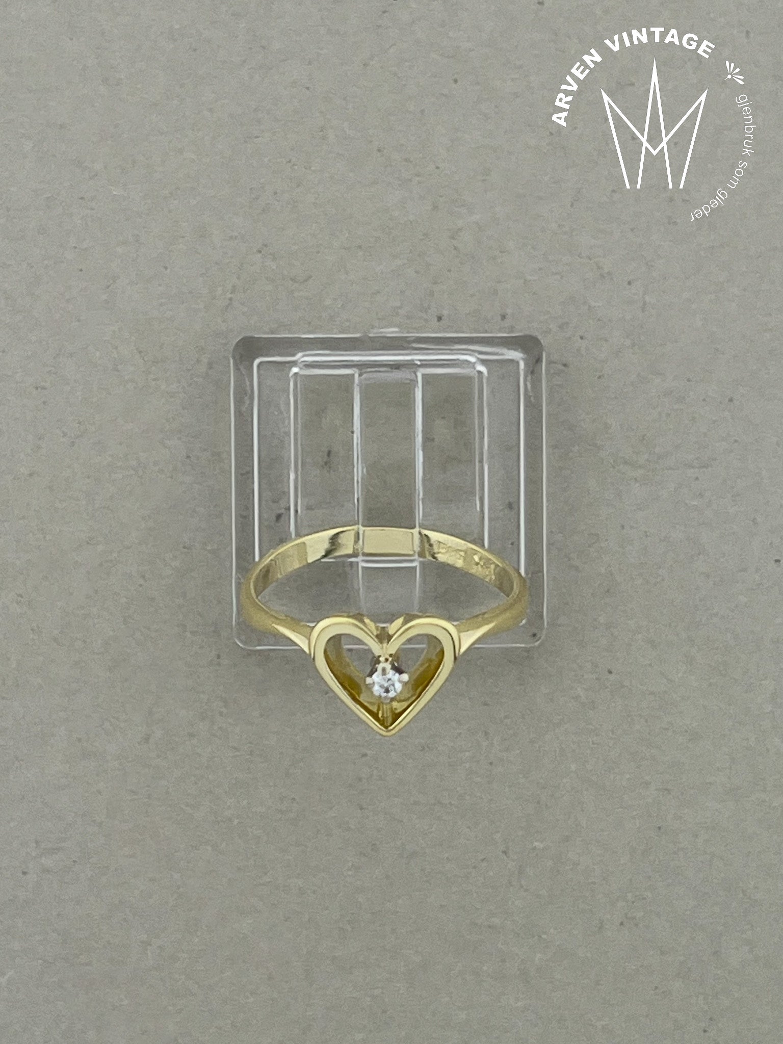 Vintage diamantring gult gull str 53
