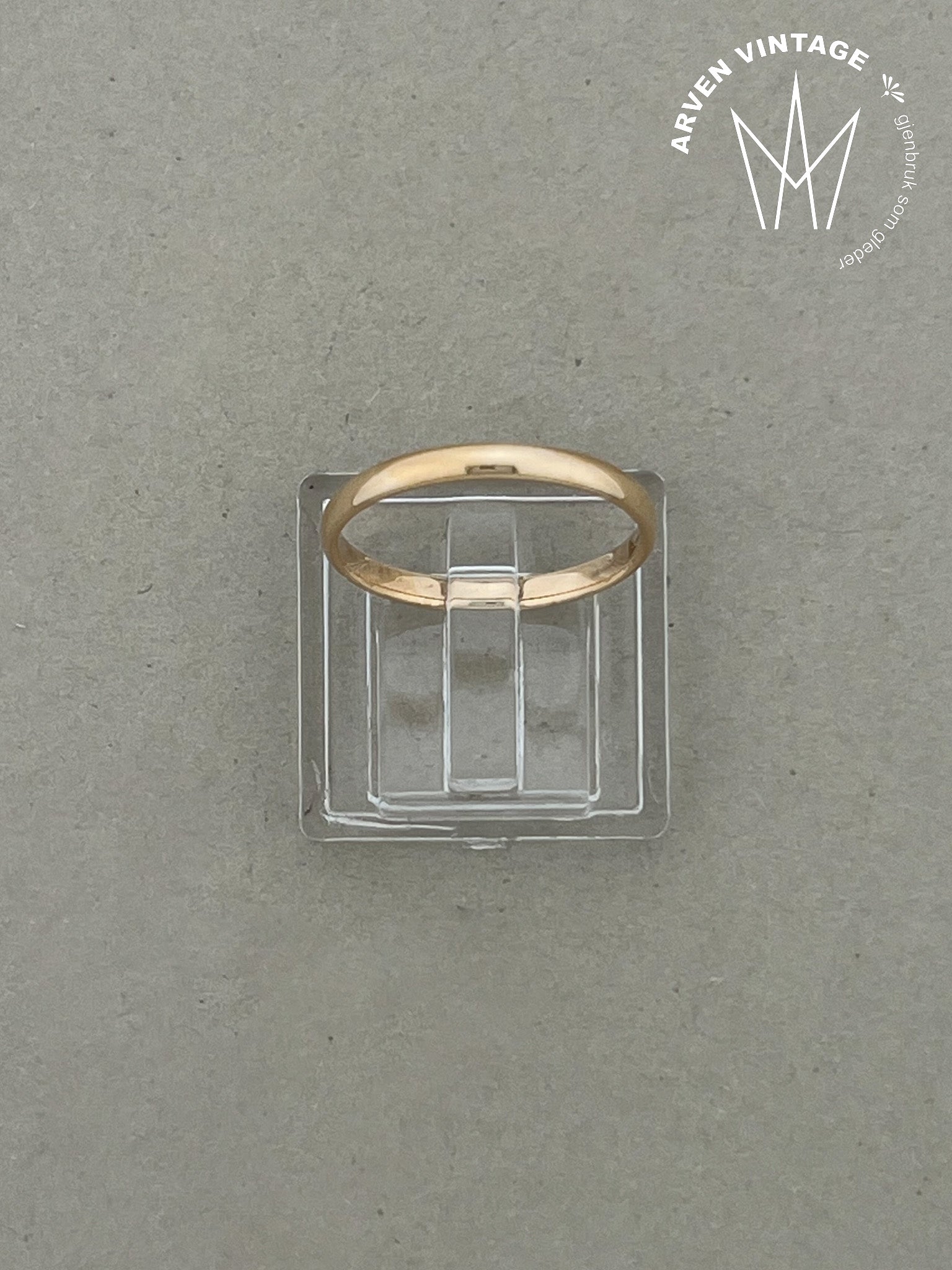 Vintage glatt ring gult gull str 52