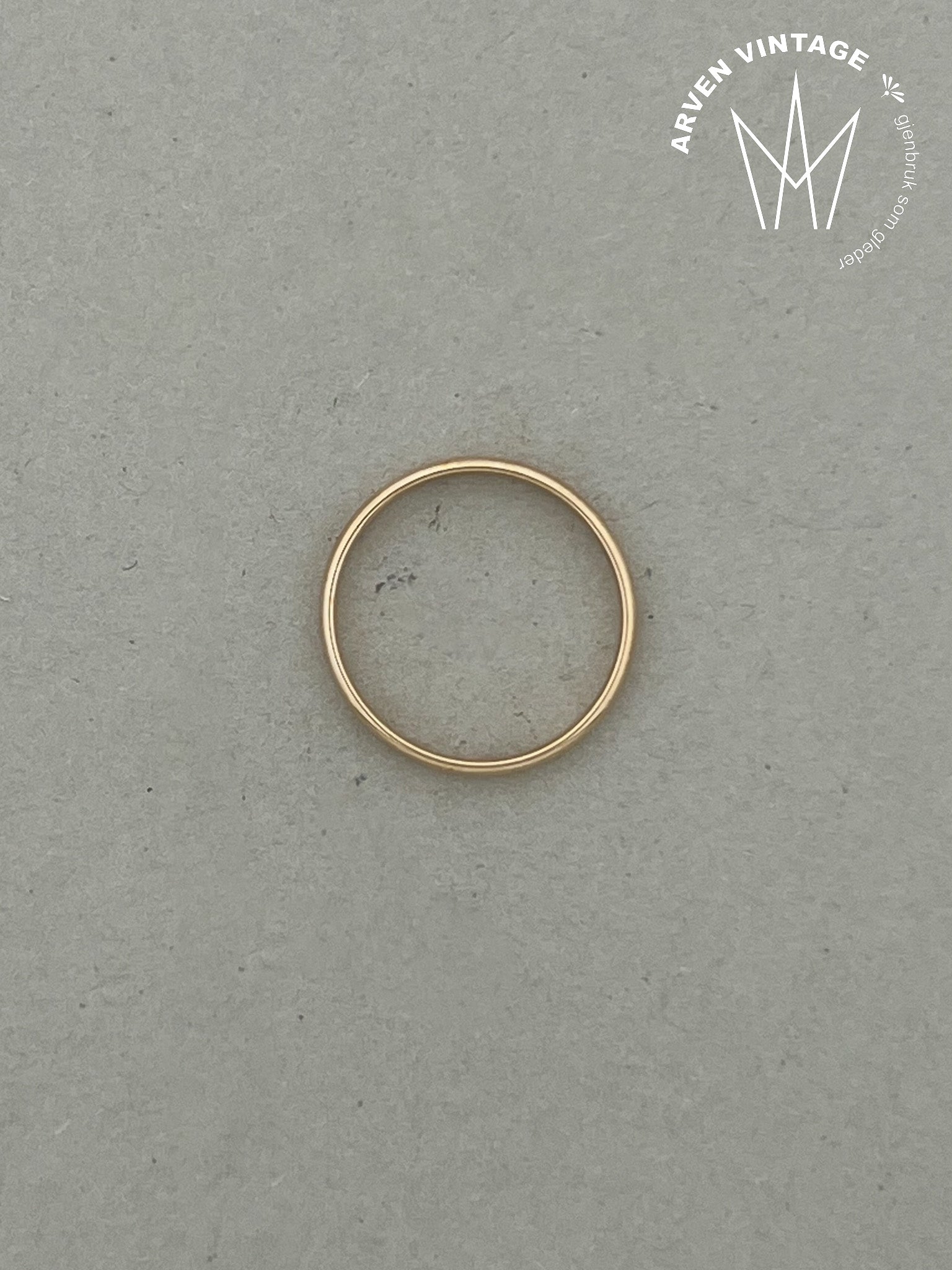 Vintage glatt ring gult gull str 52