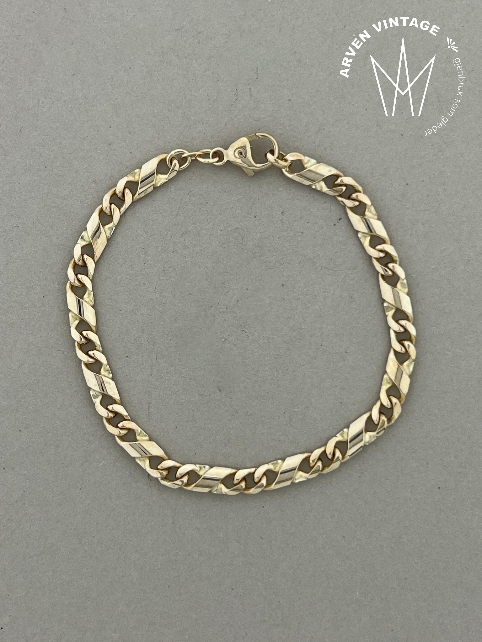 Vintage gull armbånd 20cm