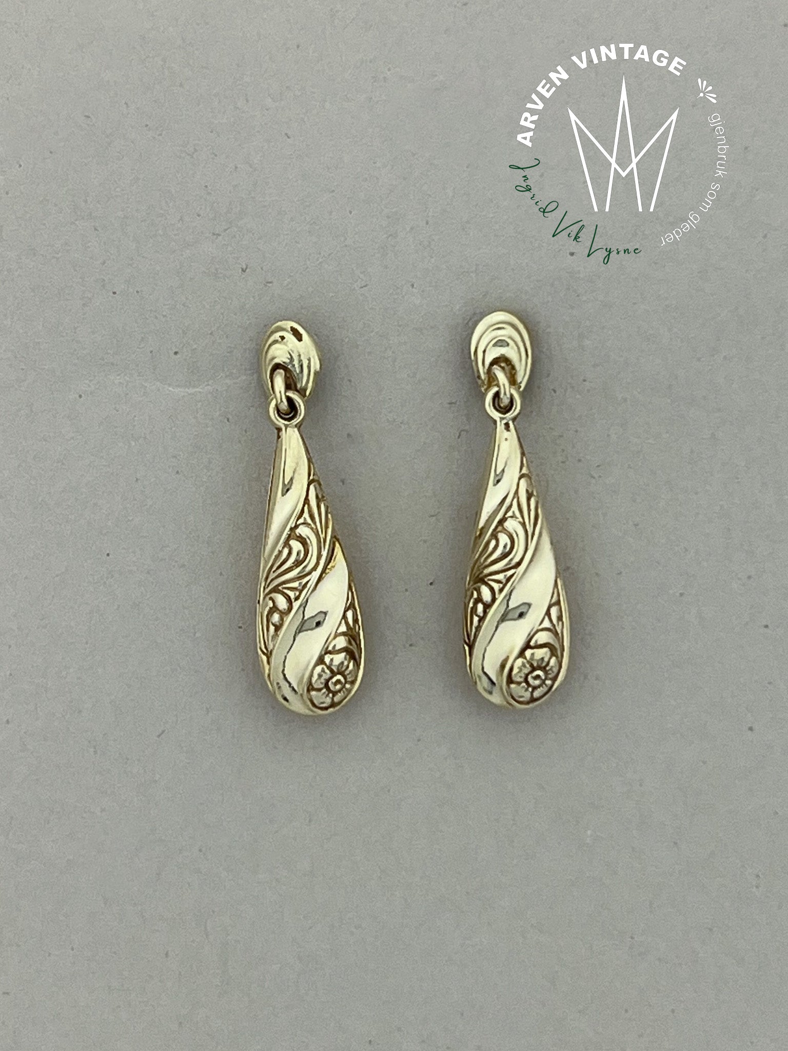 Vintage ørepynt gult gull