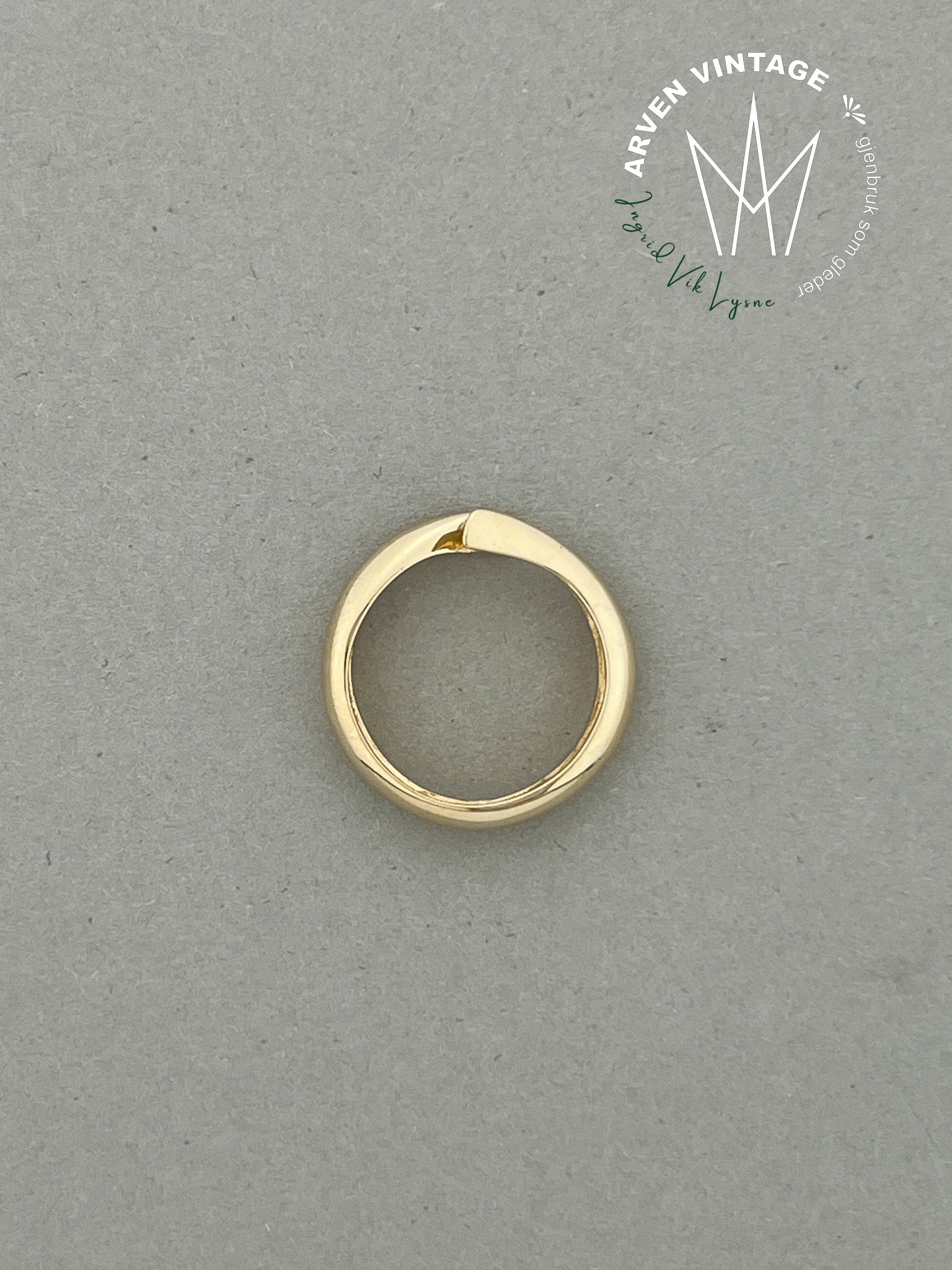 Vintage diamantring gult gull str 53