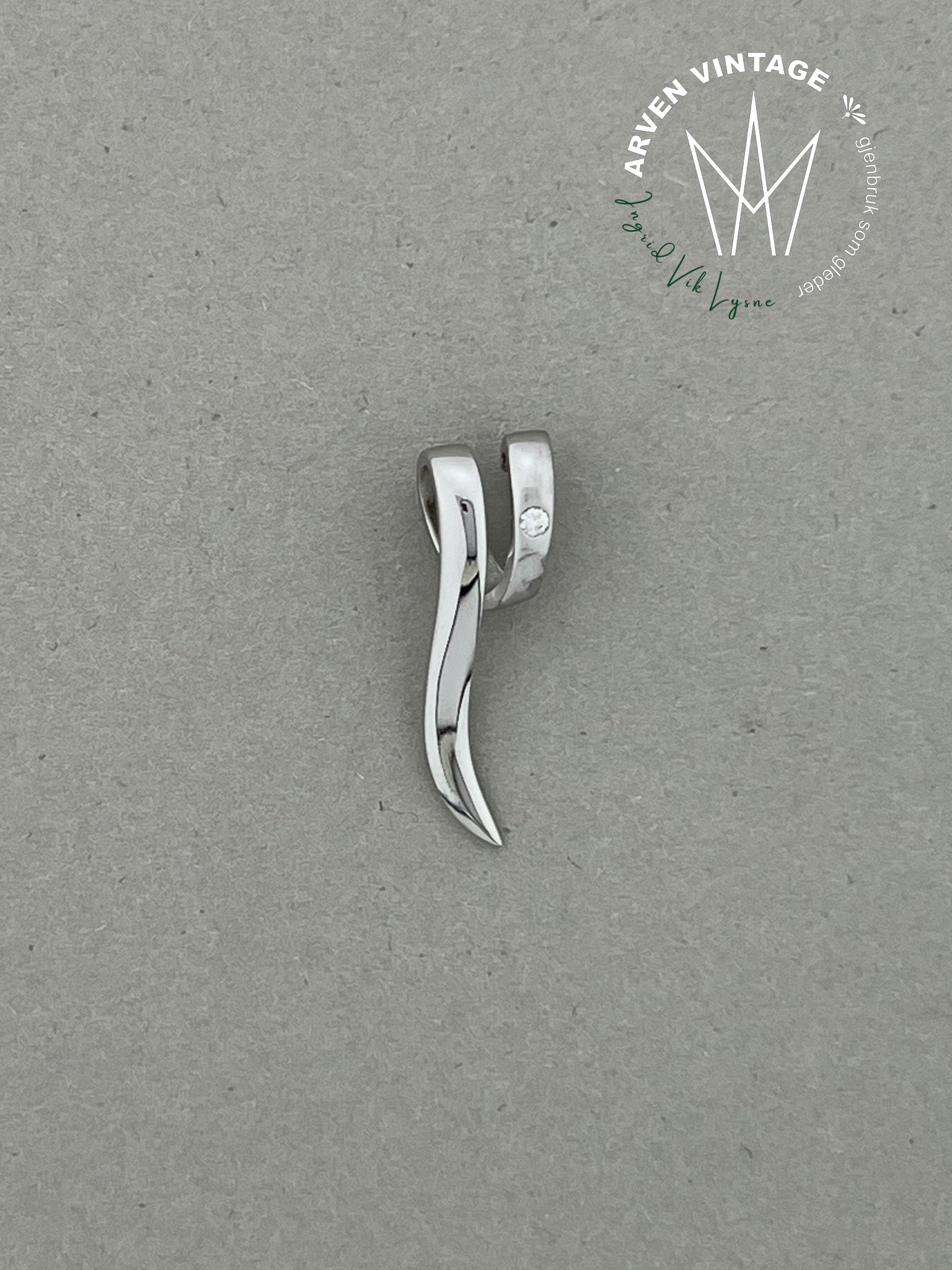 Vintage diamantanheng hvitt gull