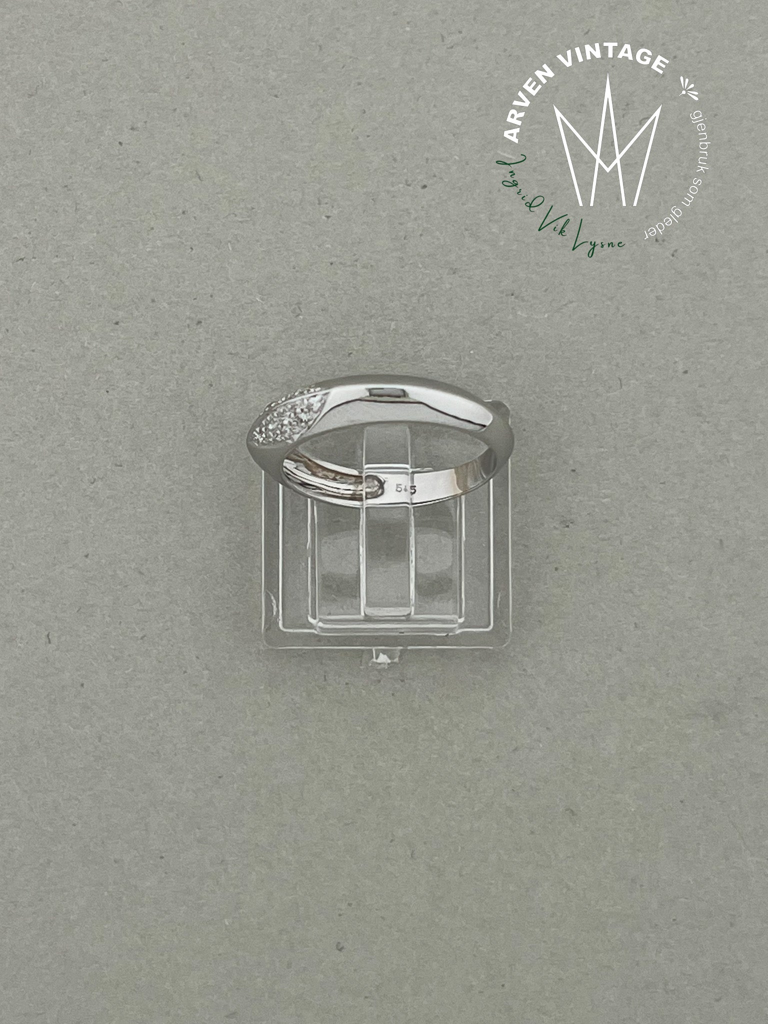 Vintage diamantring hvitt gull