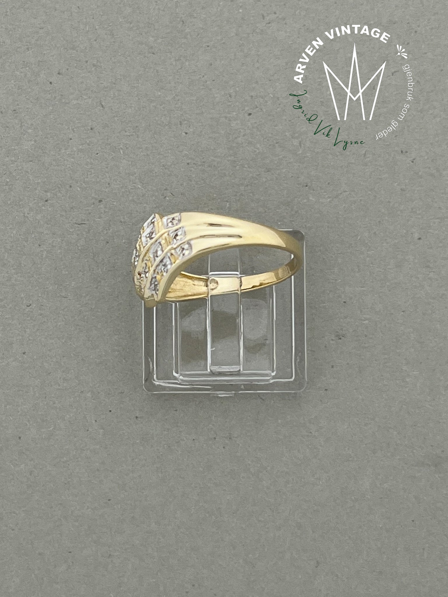 Vintage diamantring gult gull