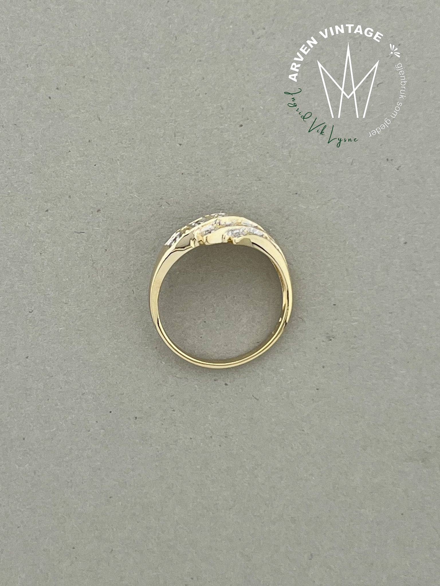 Vintage diamantring gult gull