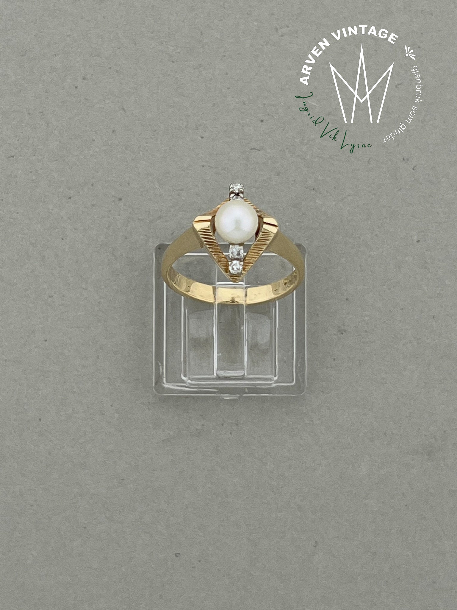 Vintage diamantring gult gull