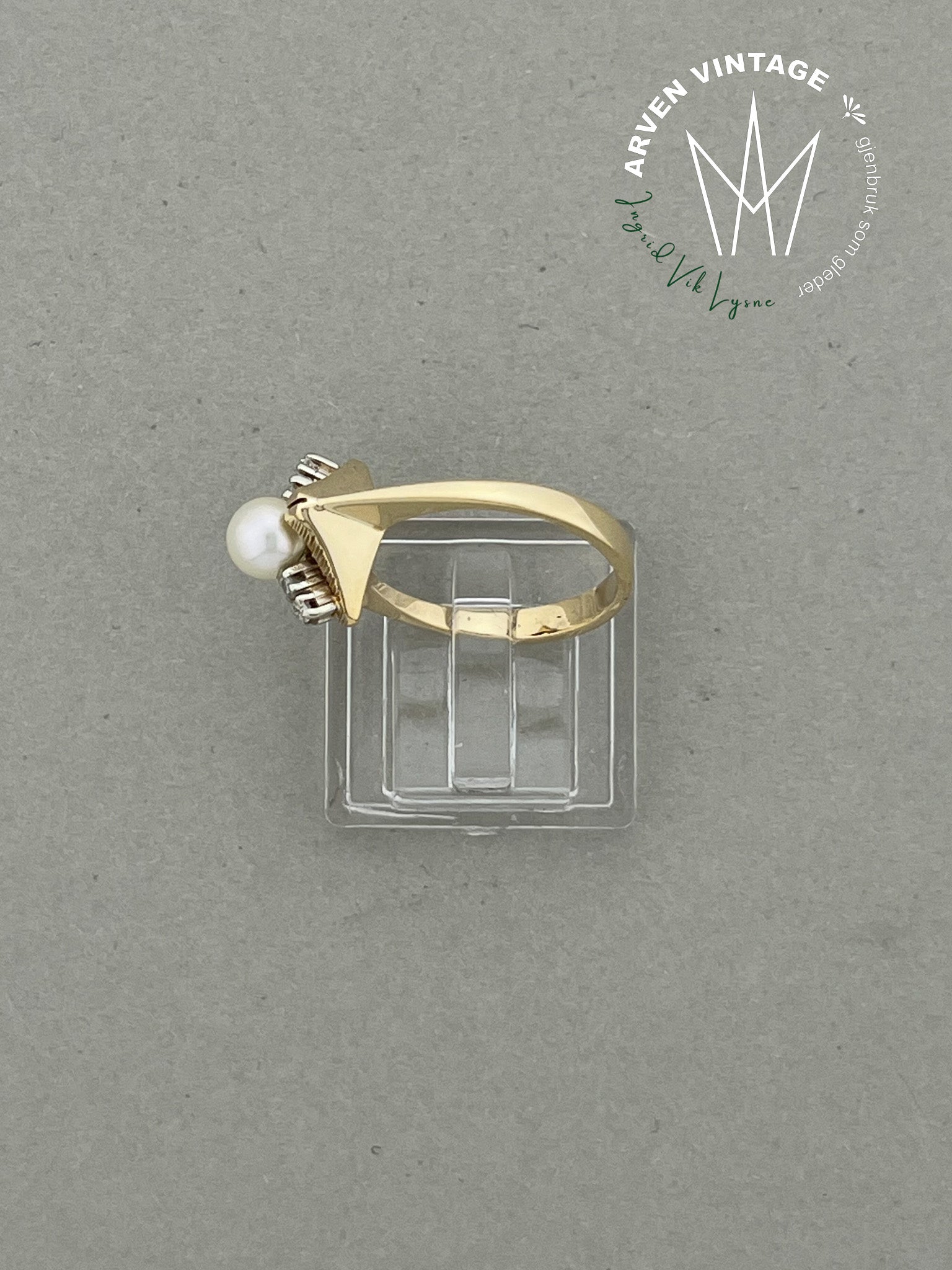 Vintage diamantring gult gull