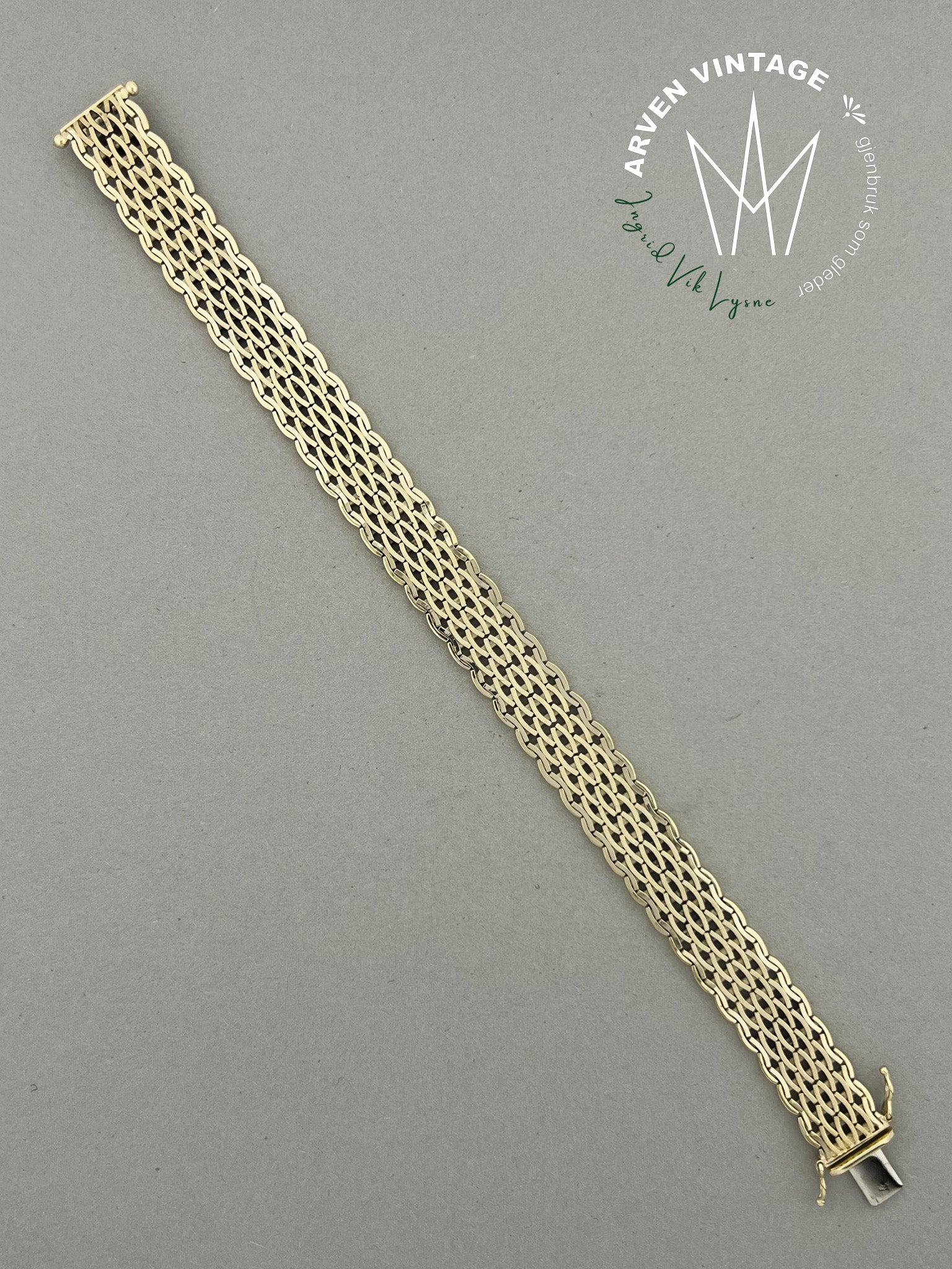 Vintage gull armbånd 19cm