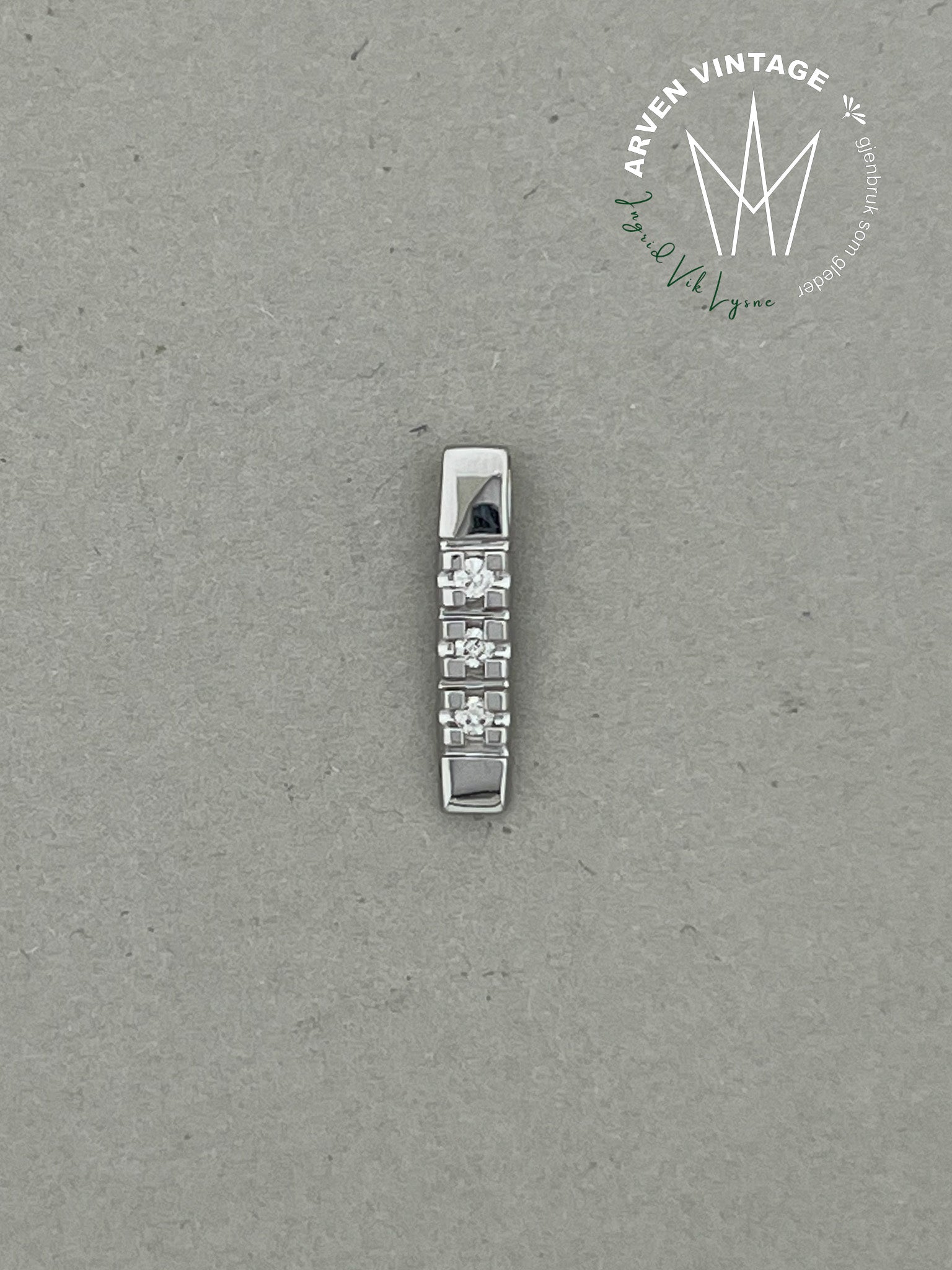 Vintage diamantanheng hvitt gull