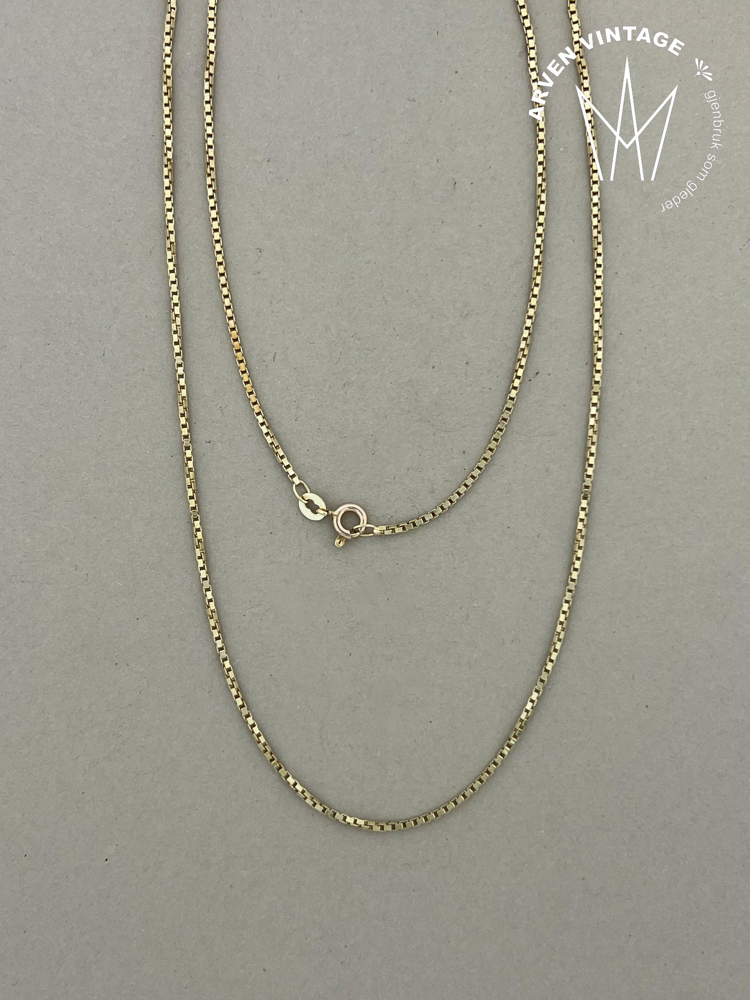 Vintage halskjede gult gull 50 cm