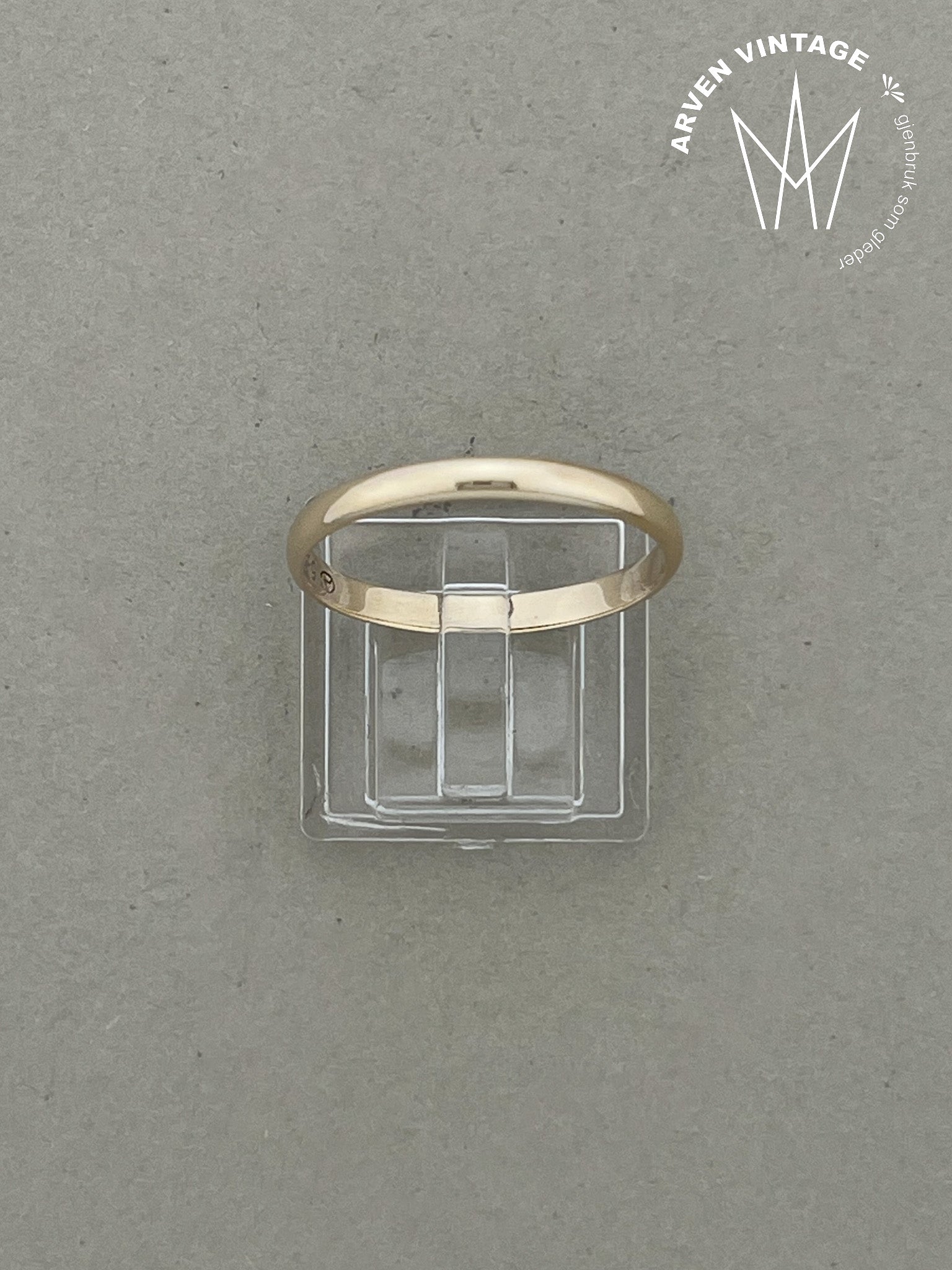 Vintage glatt ring gult gull str 65