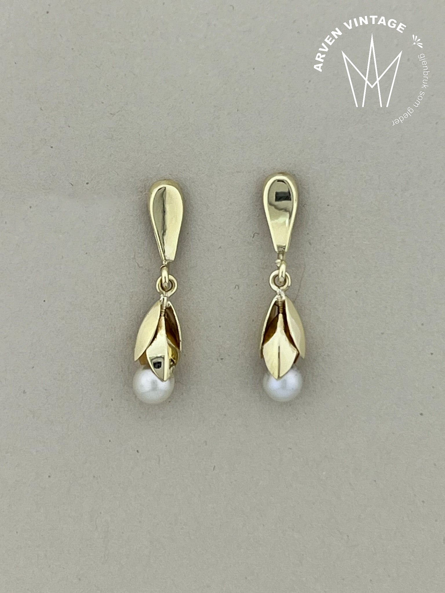 Vintage ørepynt gult gull