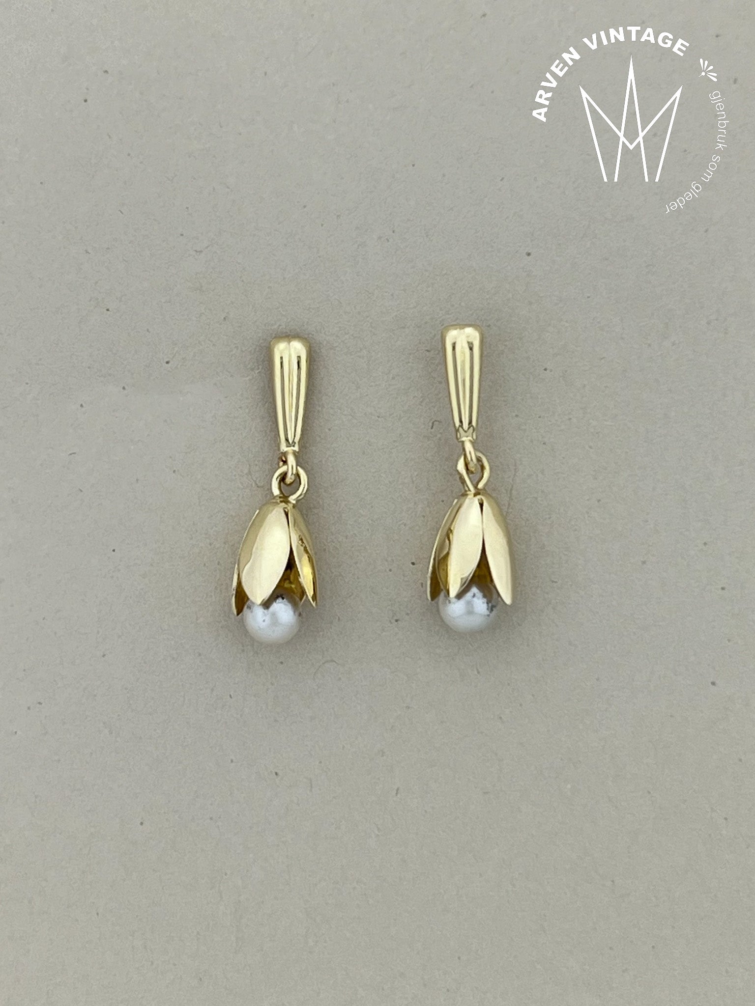 Vintage ørepynt gult gull