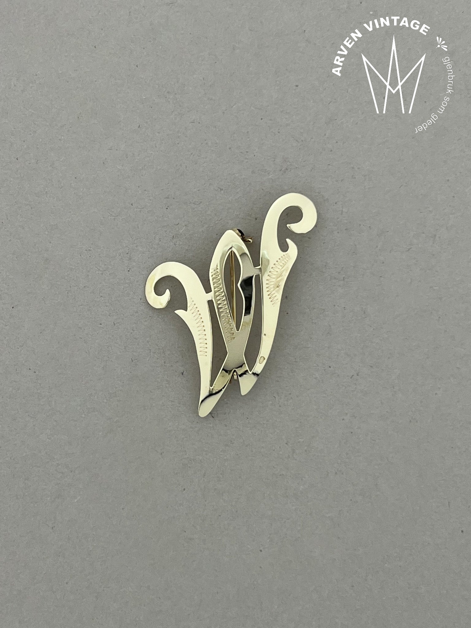 Vintage brosje gult gull