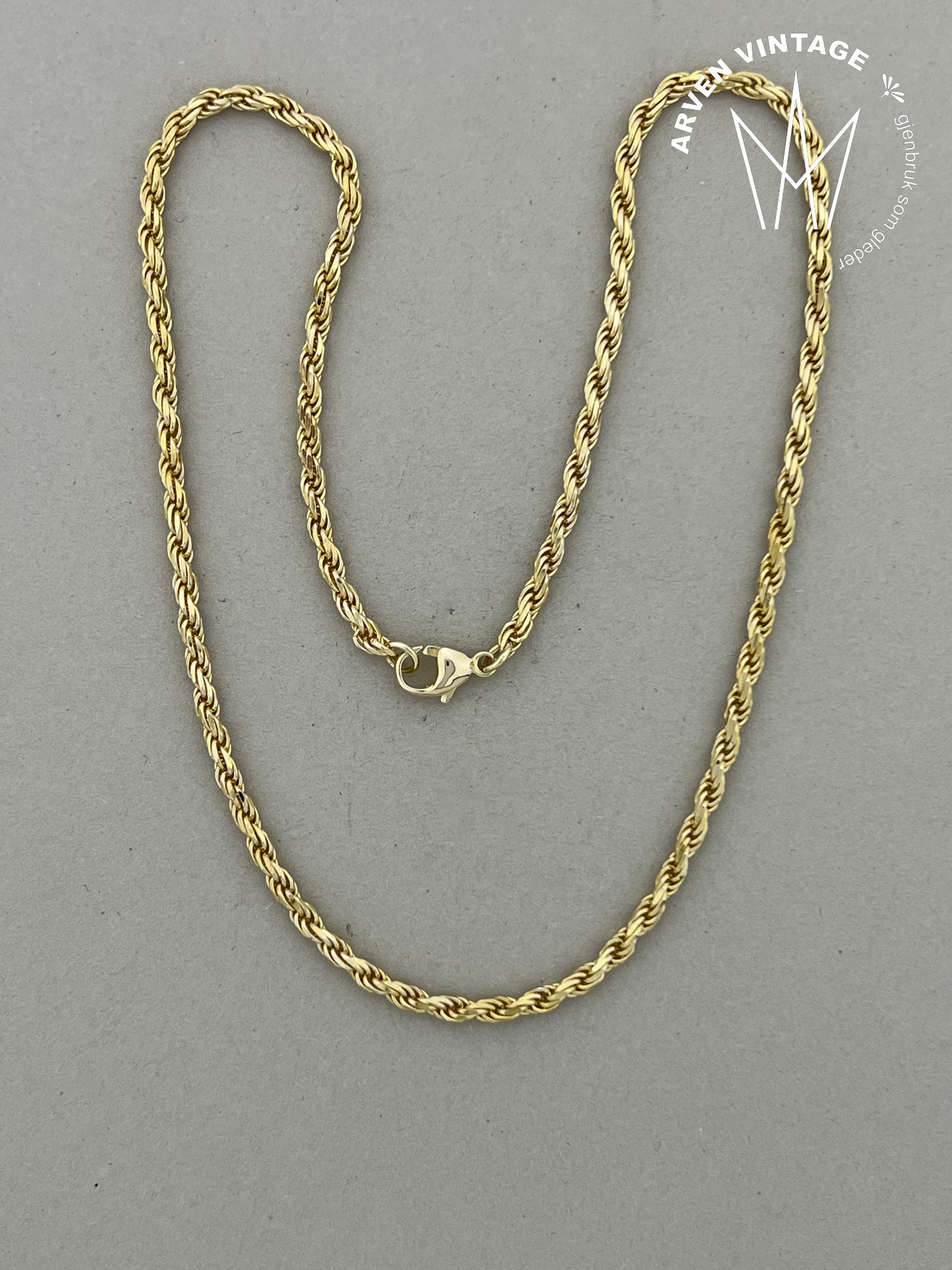 Vintage halskjede gult gull 40 cm
