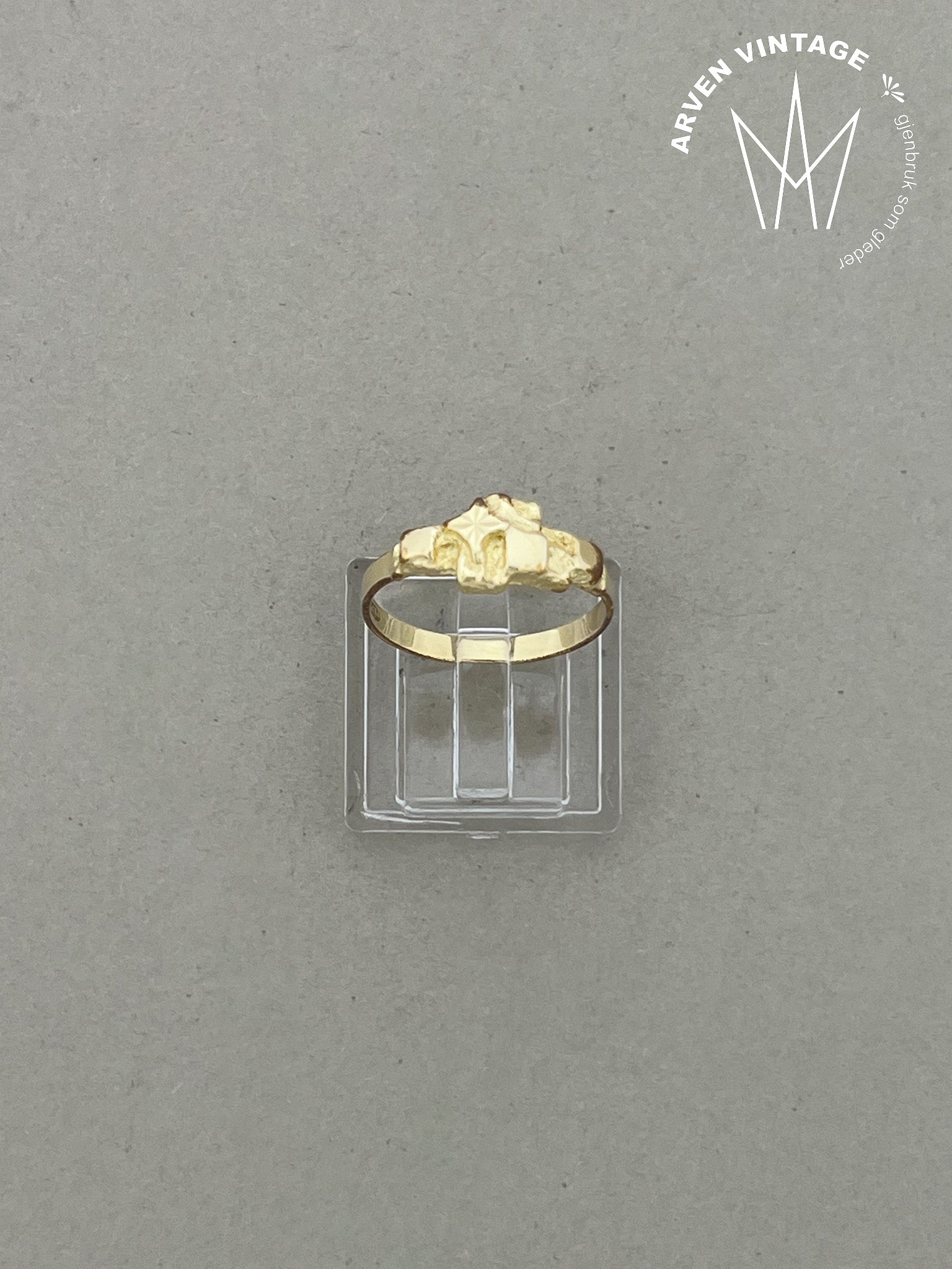 Vintage ring gult gull str 54