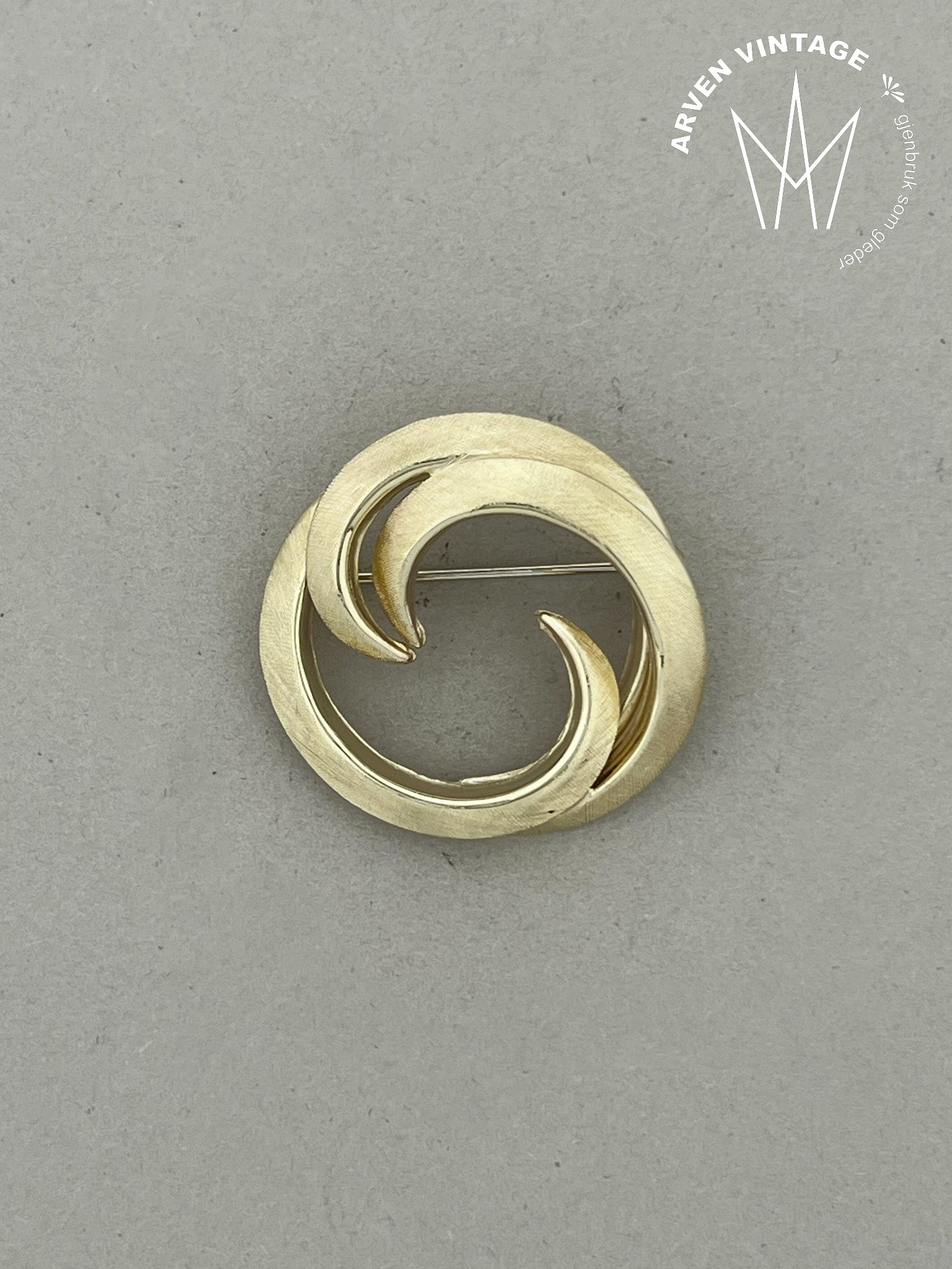 Vintage brosje gult gull